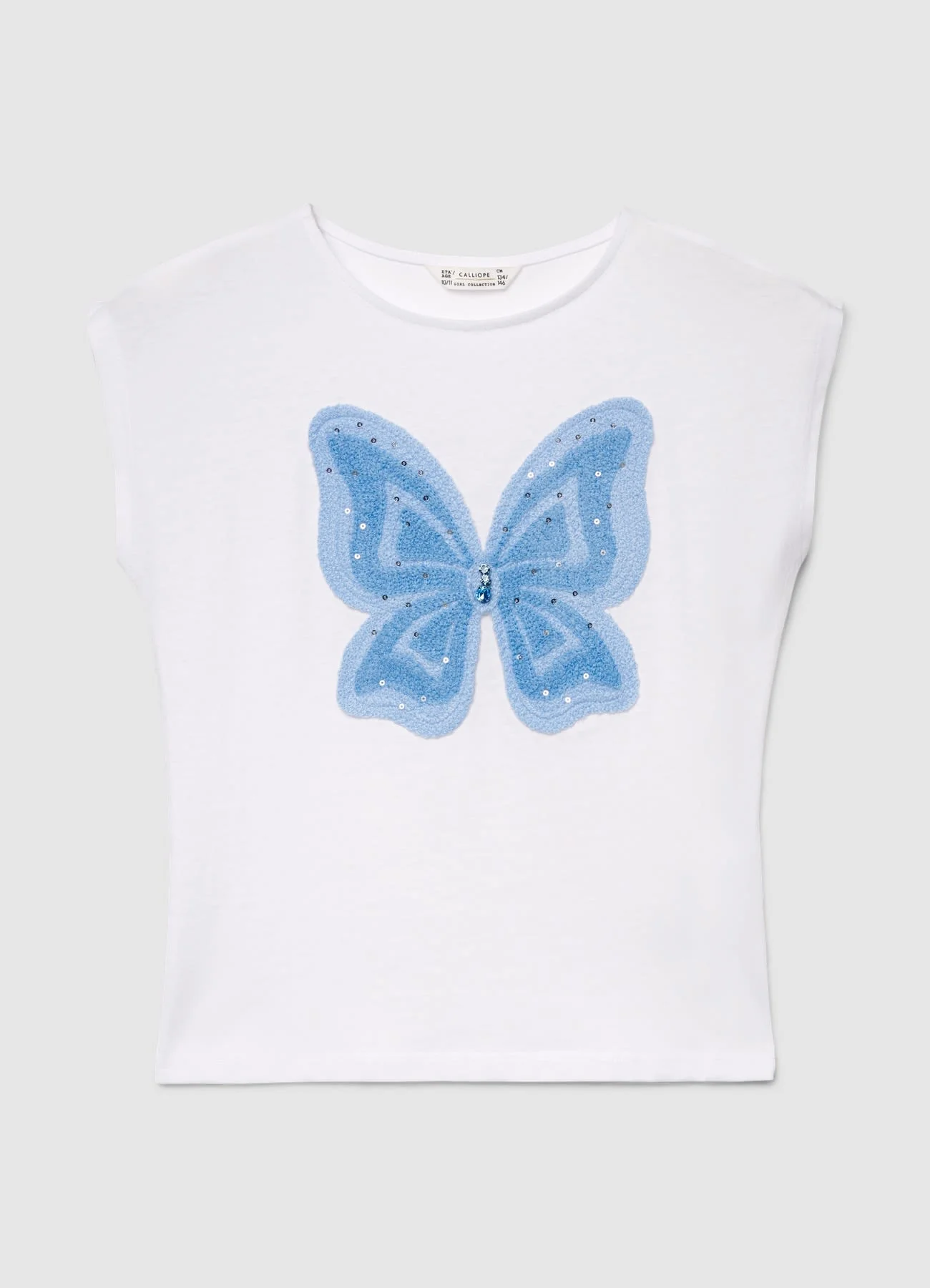 T-shirt con applicazione farfalla e paillettes - Image 3