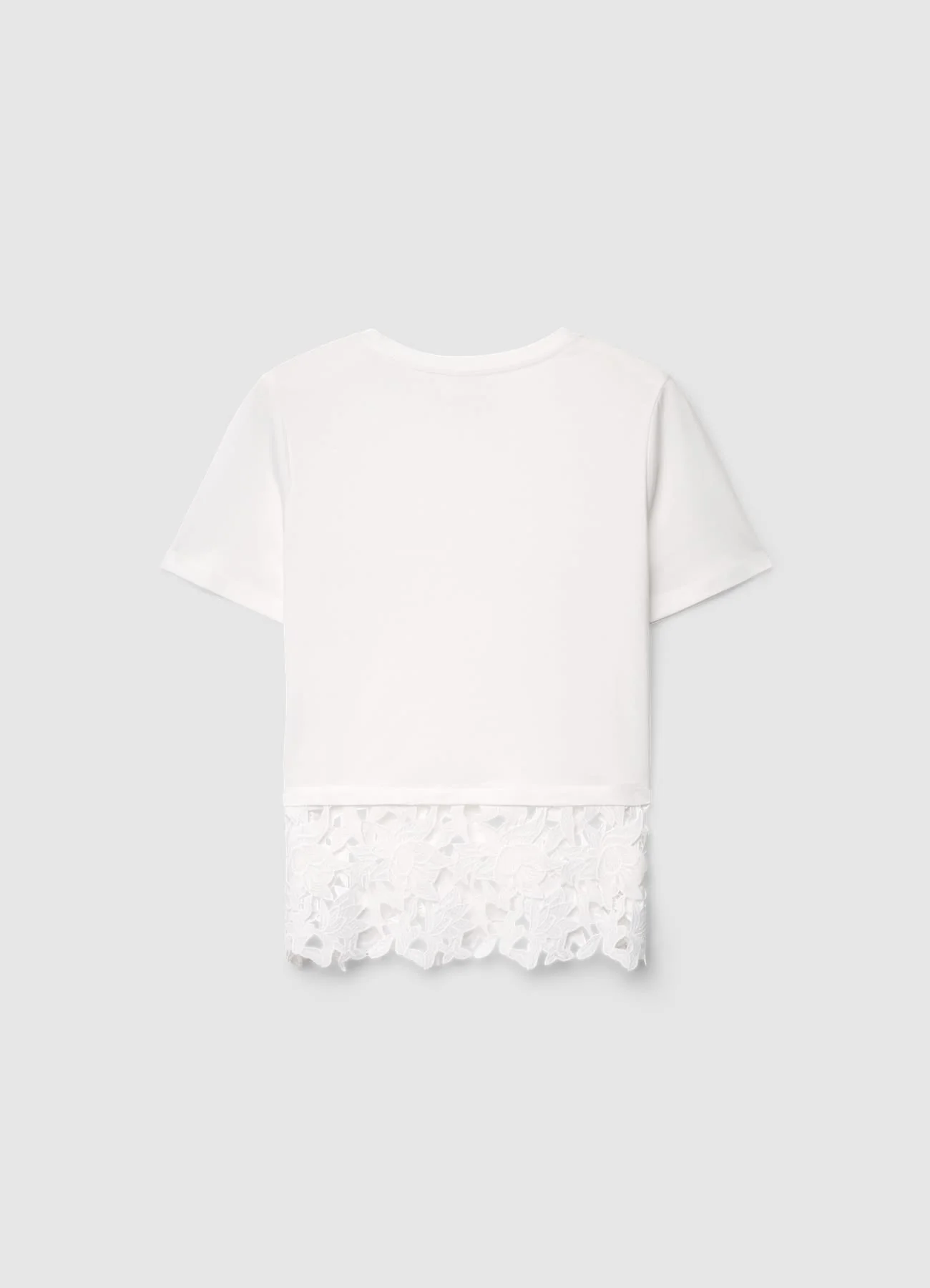 T-shirt con fondo in sangallo