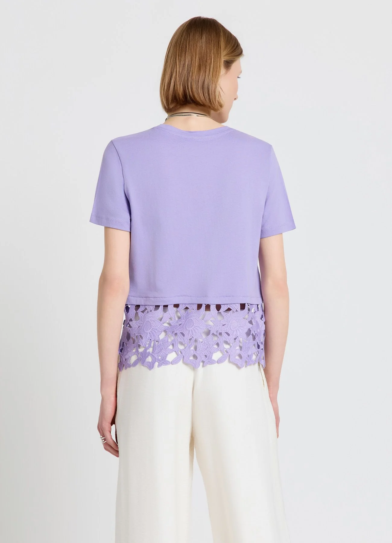 T-shirt con fondo in sangallo - Image 2
