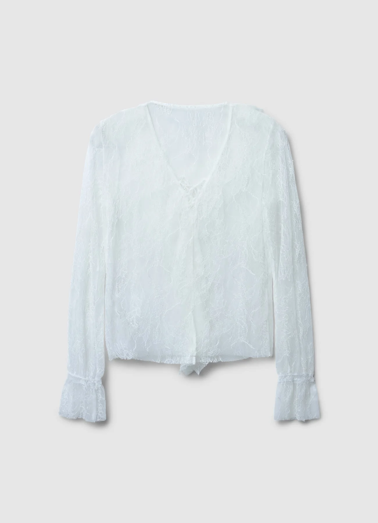 T-shirt con jabot in pizzo - Image 4