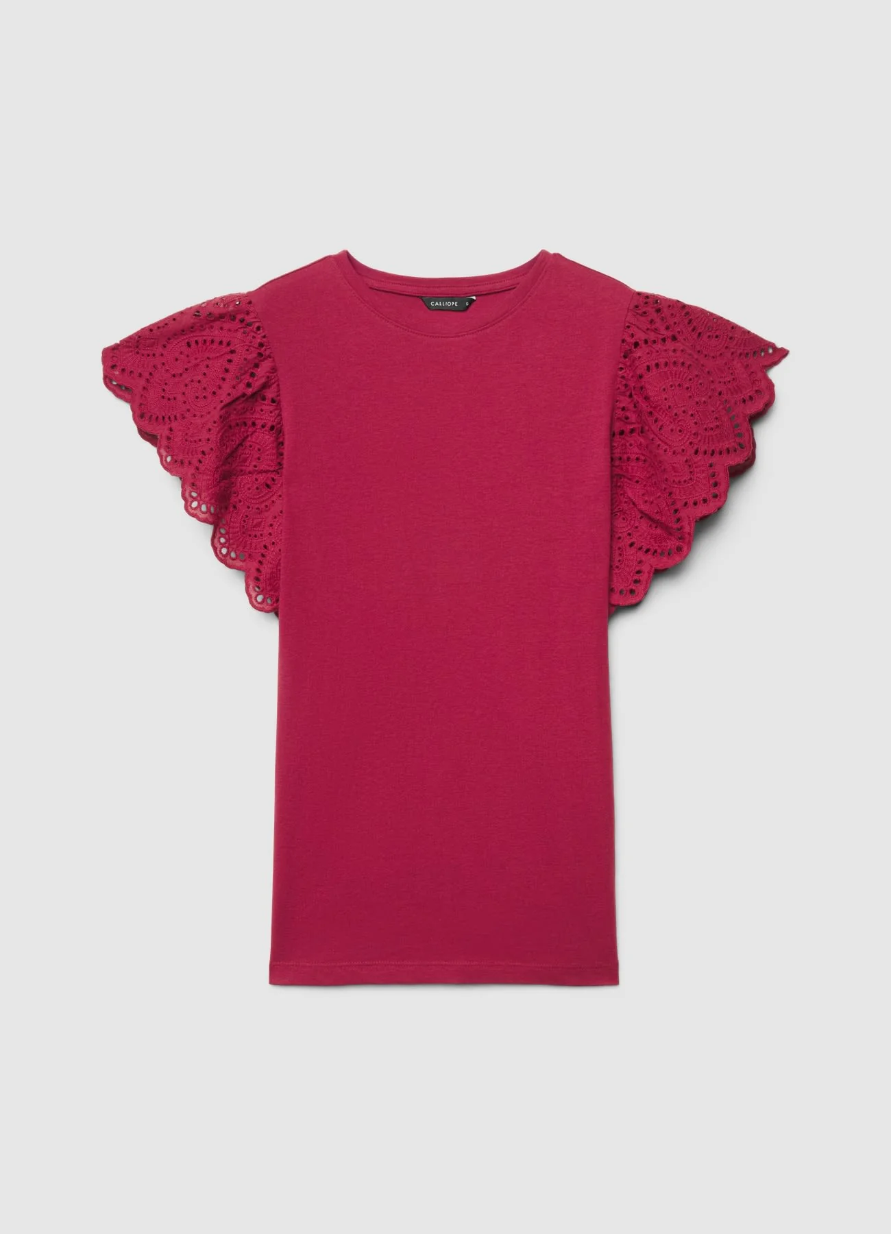 T-shirt con maniche a volant sangallo - Image 3