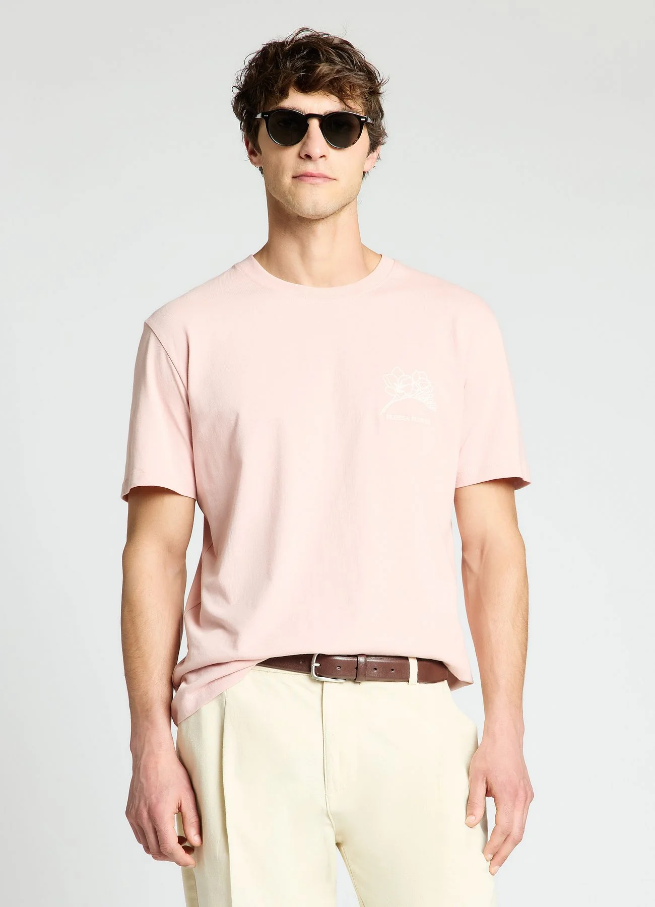 T-shirt con ricamo fiore e stampa botanica - Image 4