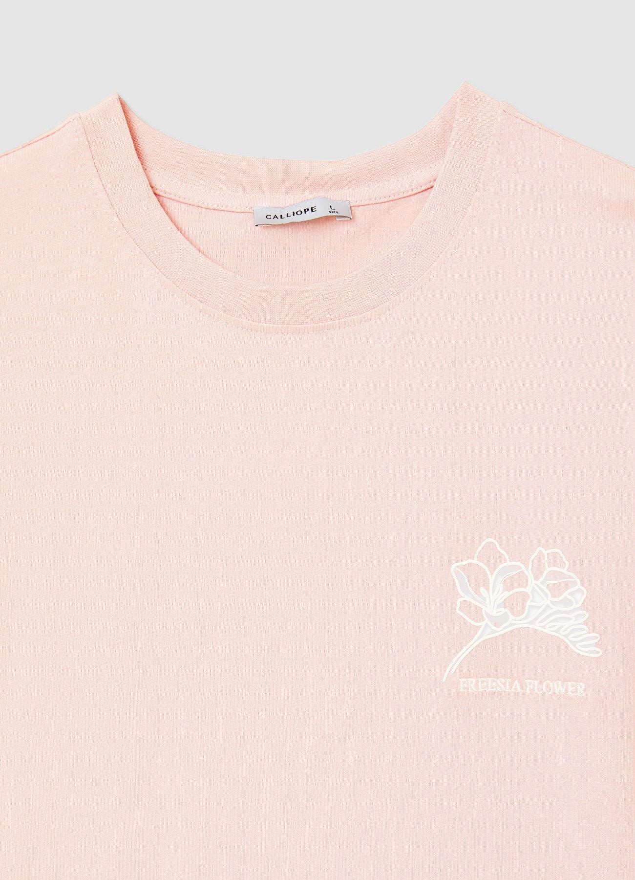 T-shirt con ricamo fiore e stampa botanica - Image 7
