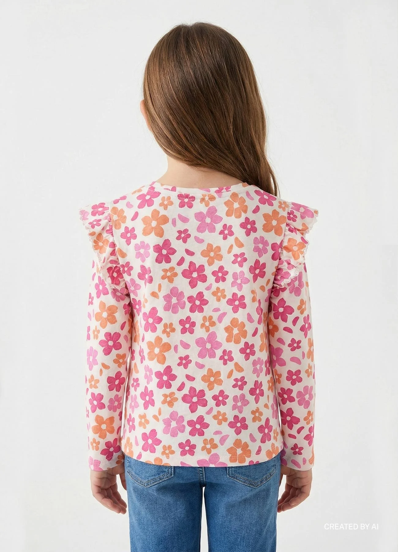 T-shirt con rouches e stampa fiori - Image 2