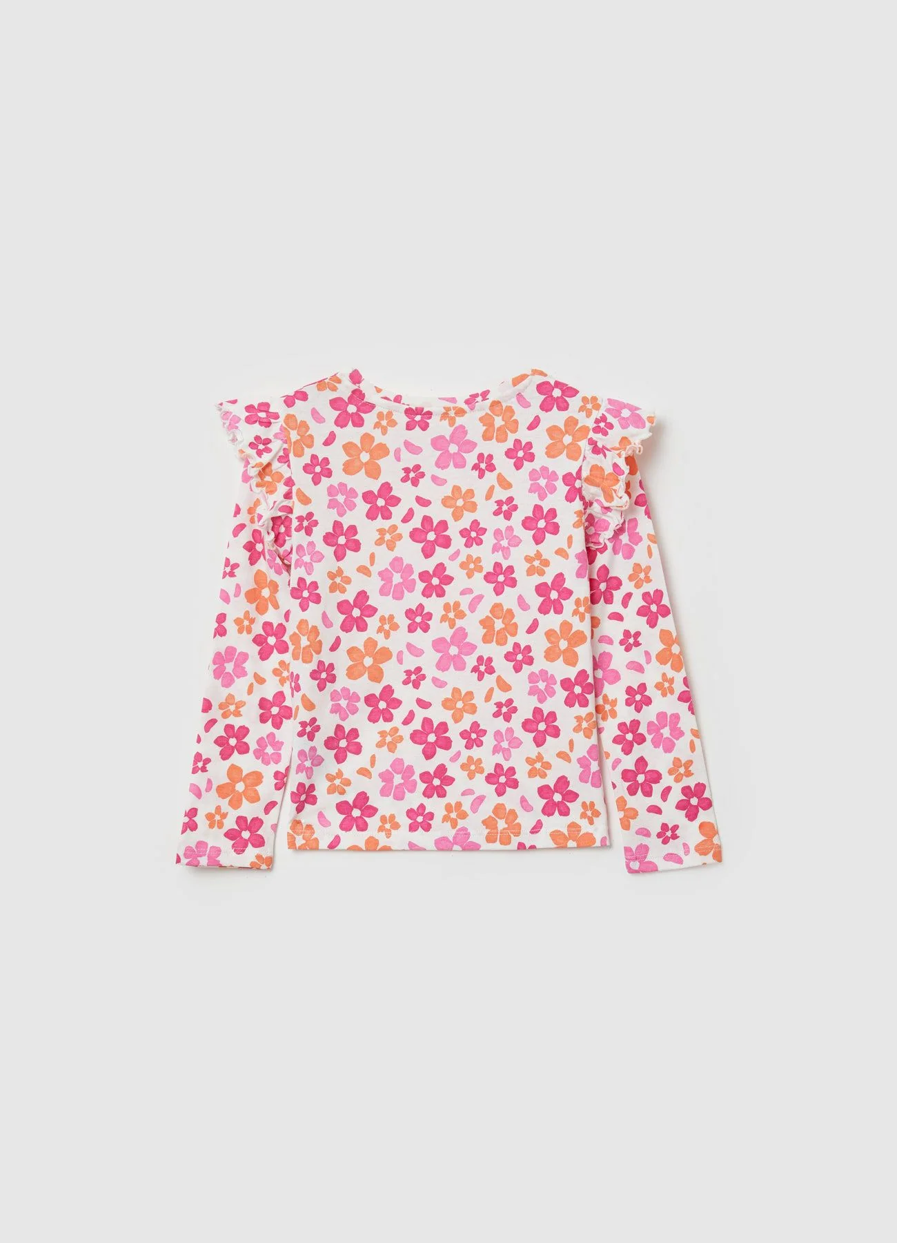 T-shirt con rouches e stampa fiori - Image 3