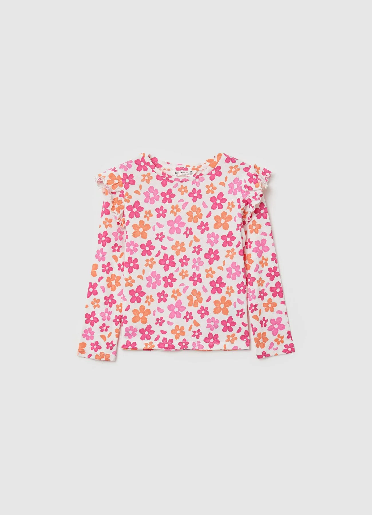 T-shirt con rouches e stampa fiori - Image 4