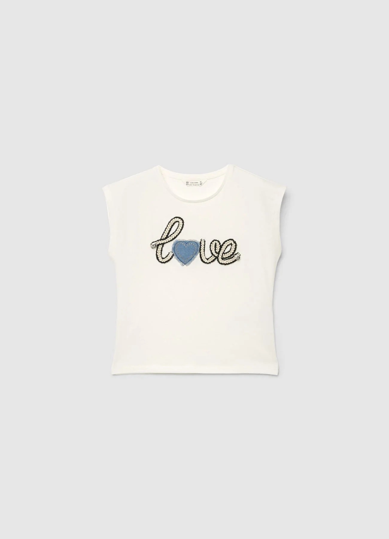 T-shirt con scritta e applicazione cuore - Image 3
