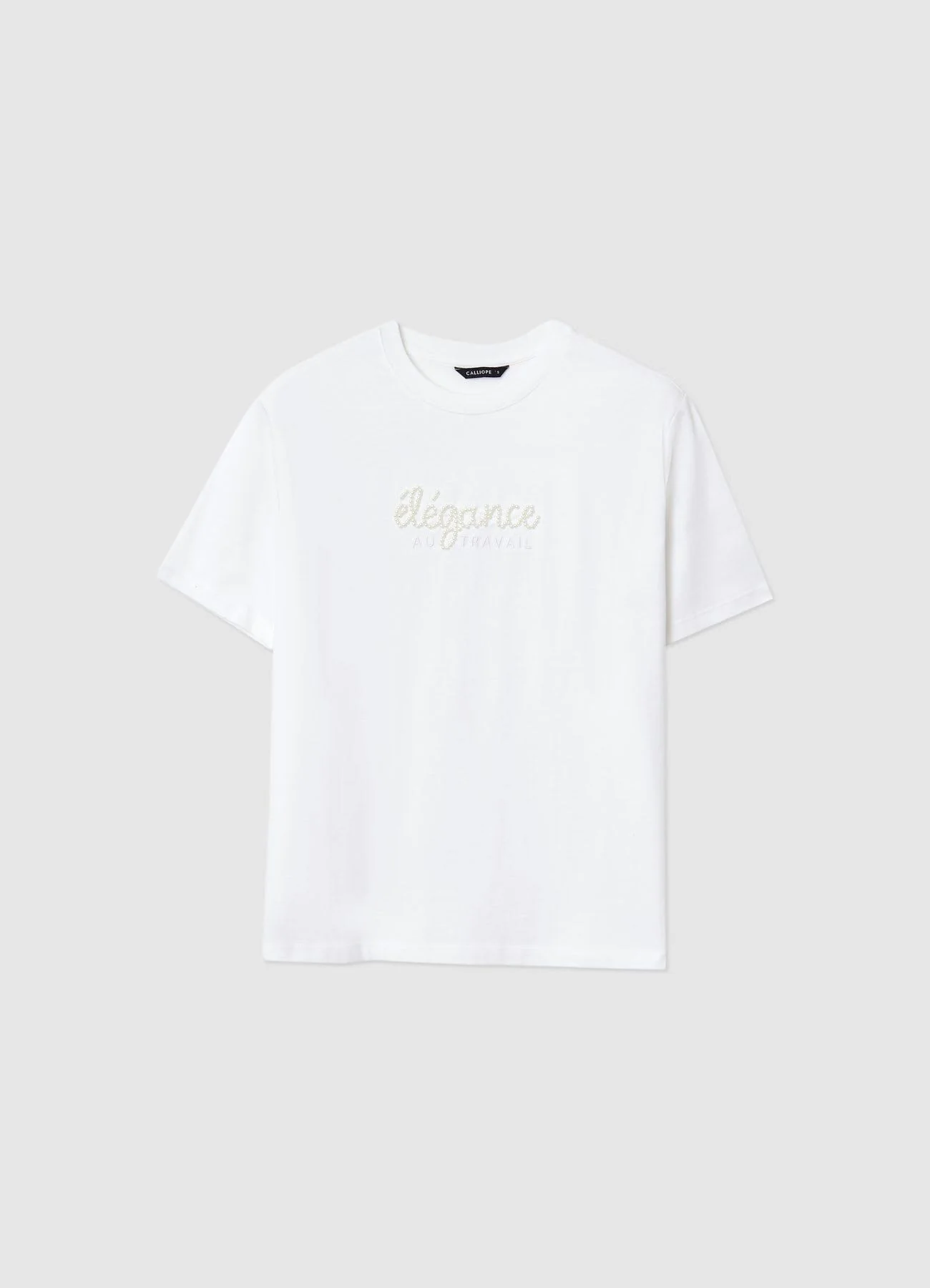 T-shirt con scritta ricamata con perle - Image 6