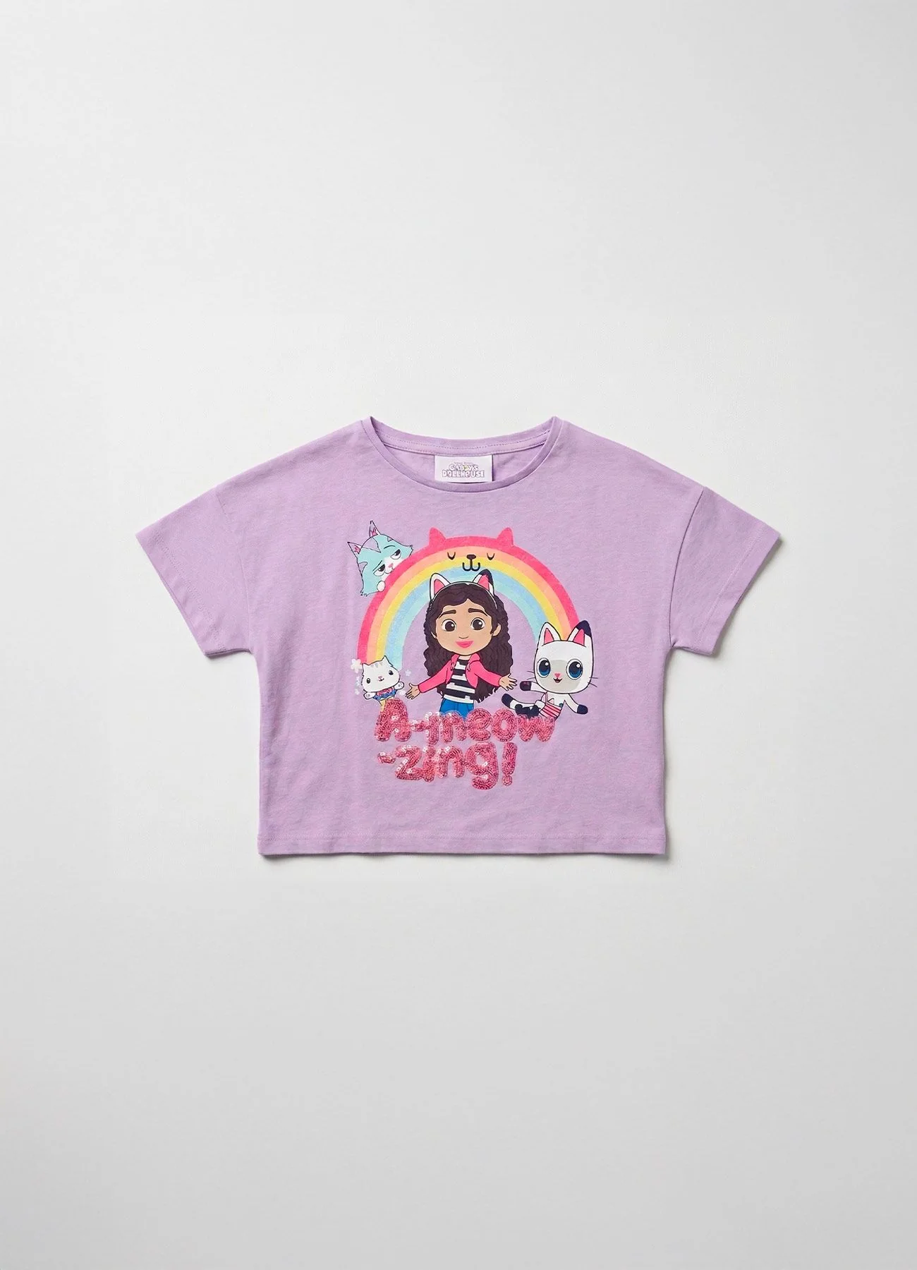 T-shirt con stampa e scritta con paillettes - Image 2