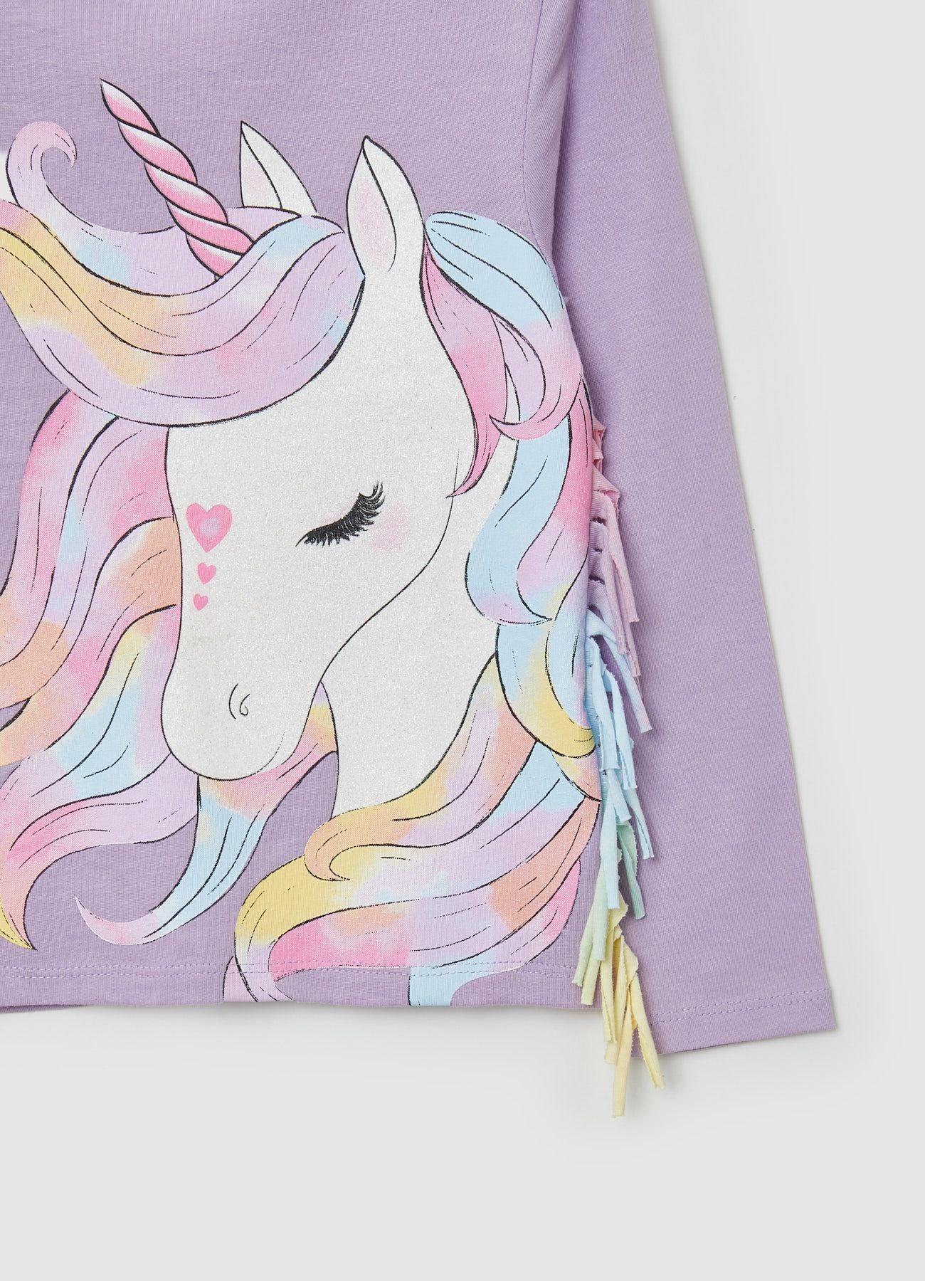 T-shirt con stampa unicorno e frange - Image 4