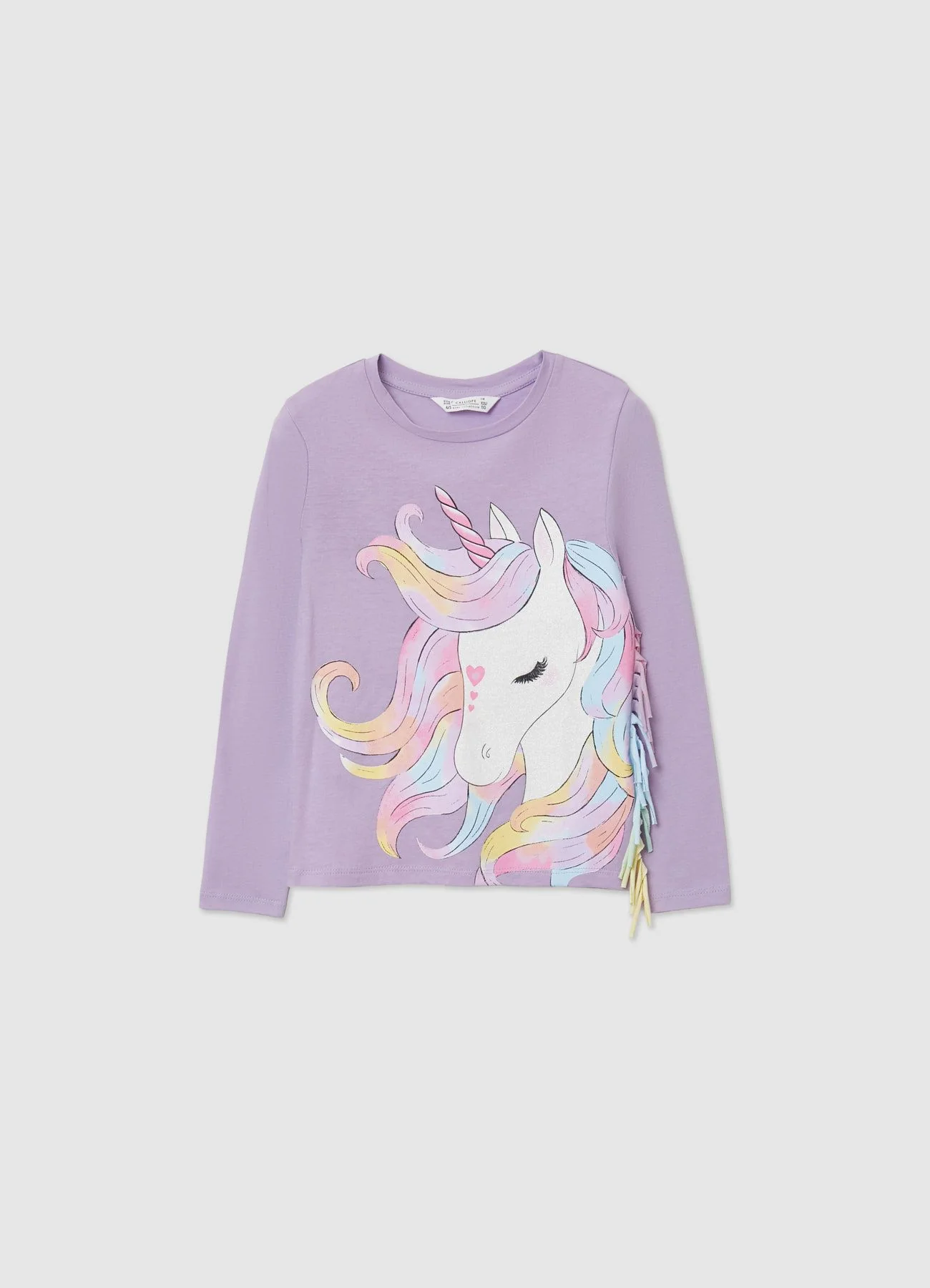 T-shirt con stampa unicorno e frange - Image 5
