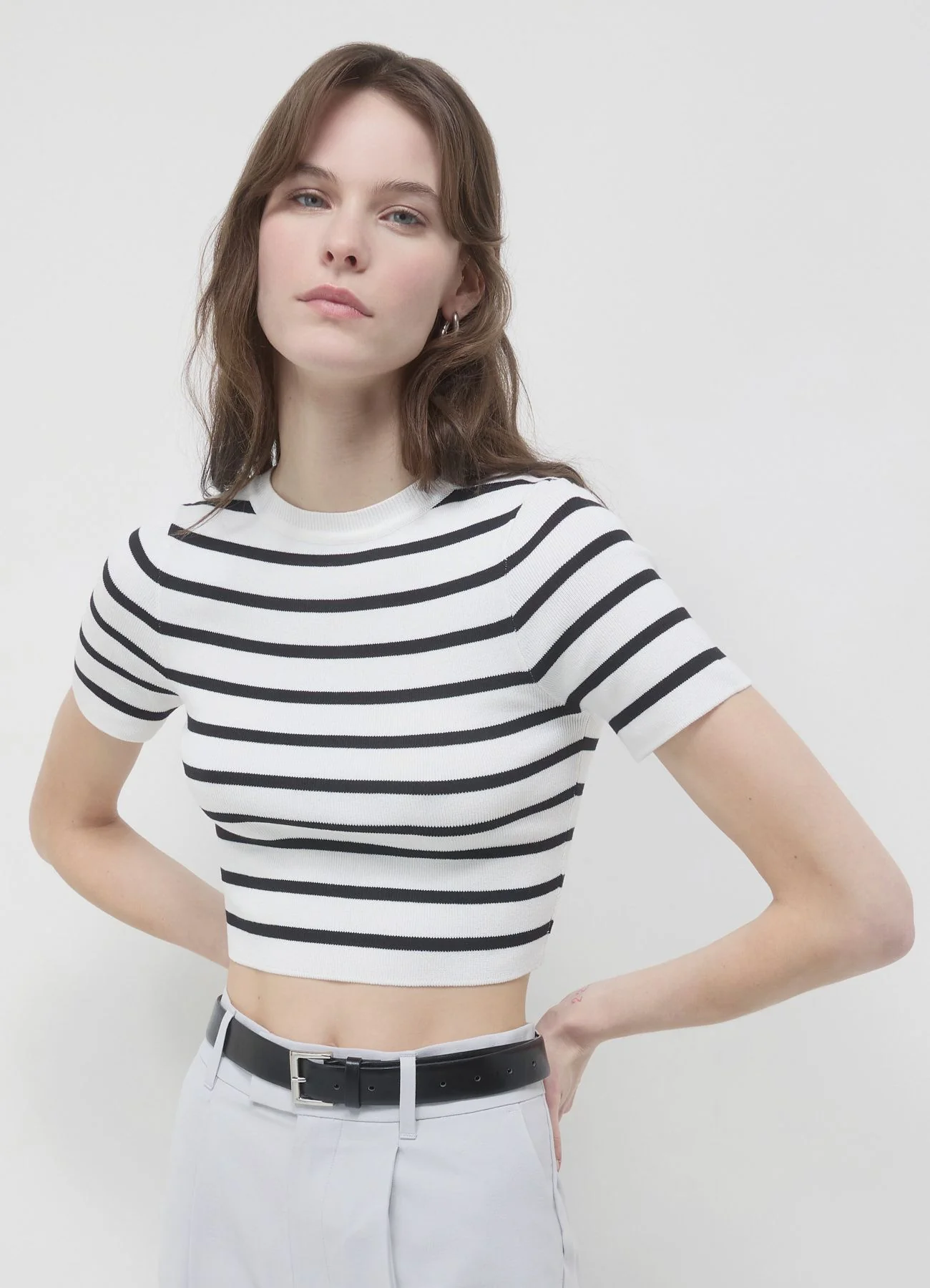 T-shirt crop a righe