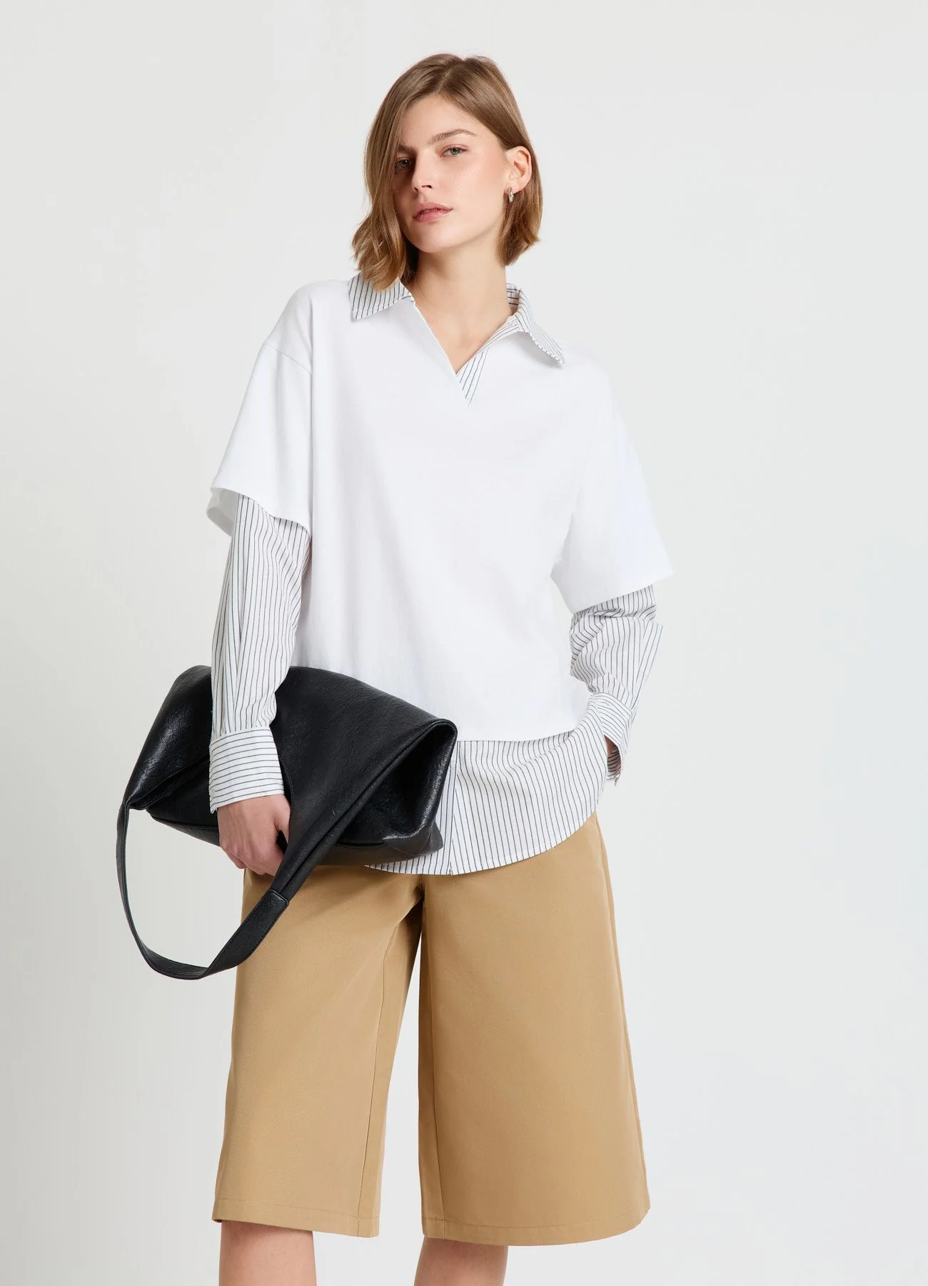 T-shirt doppiata con colletto camicia - Image 7