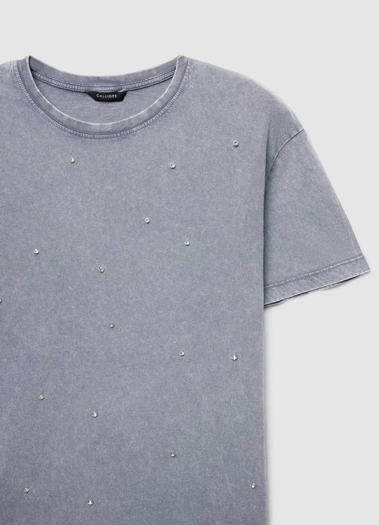 T-shirt effetto slavato con strass - Image 4