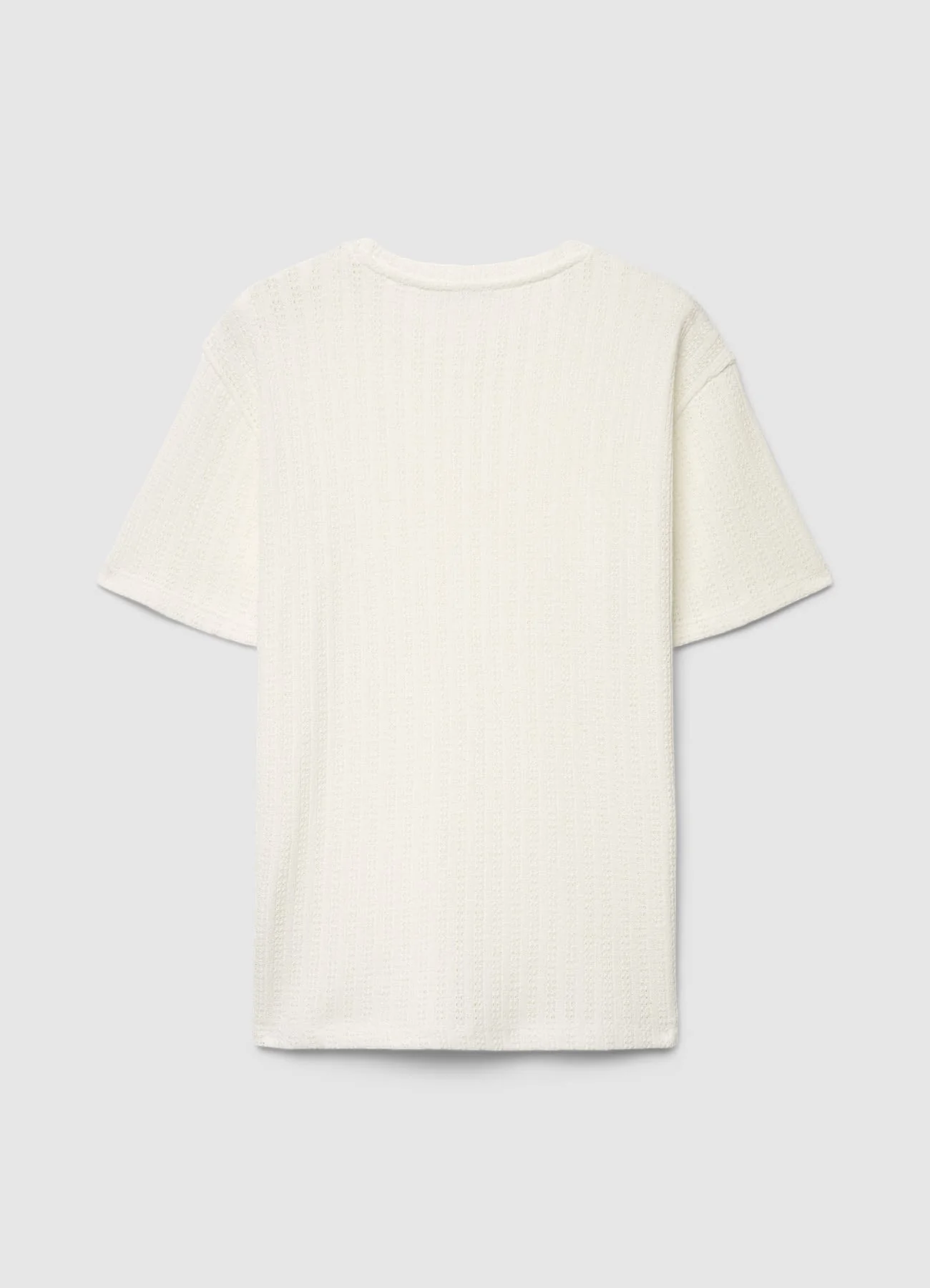 T-shirt girocollo a costa traforata - Image 3