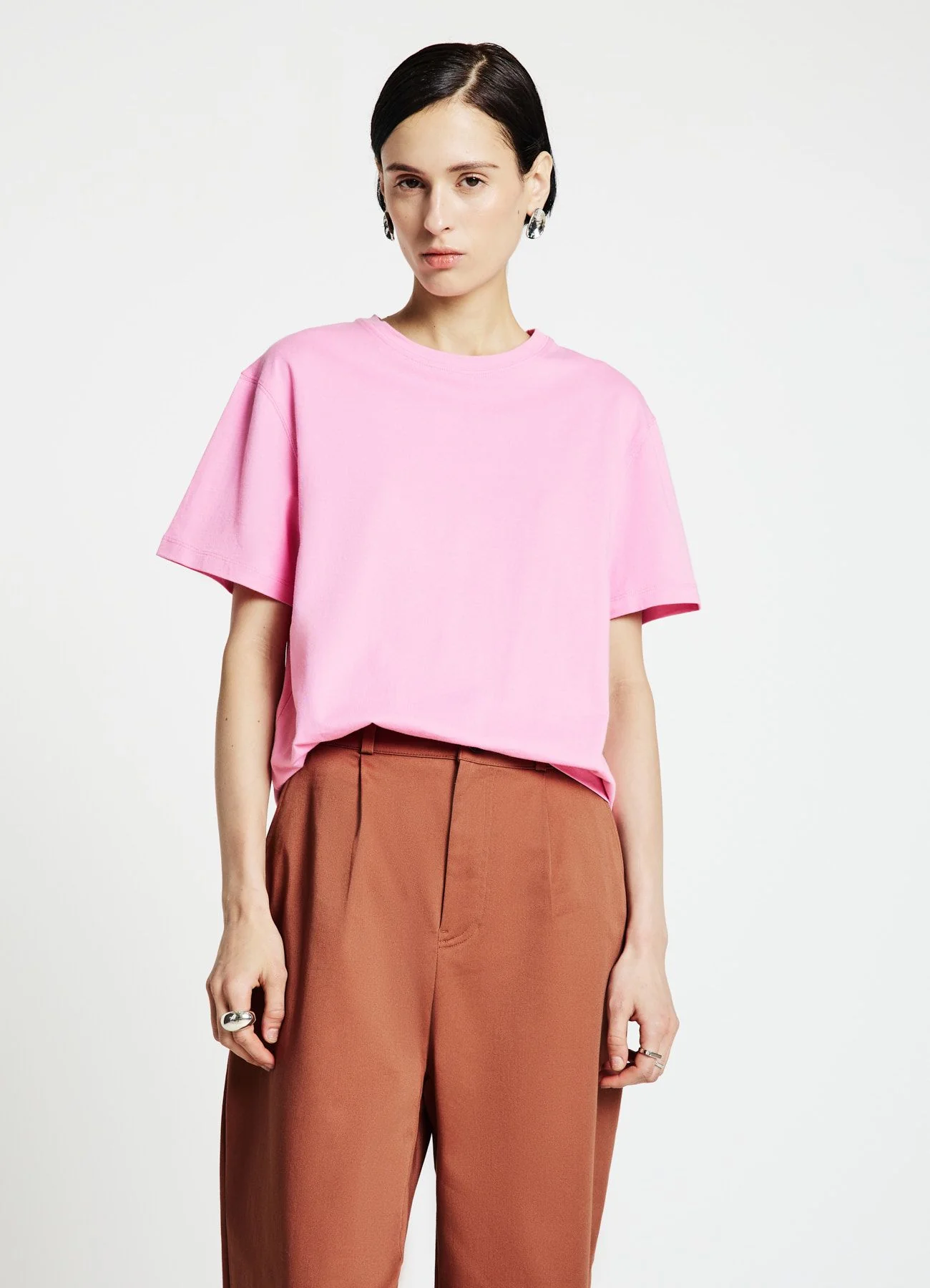 T-shirt girocollo a tinta unita - Image 2