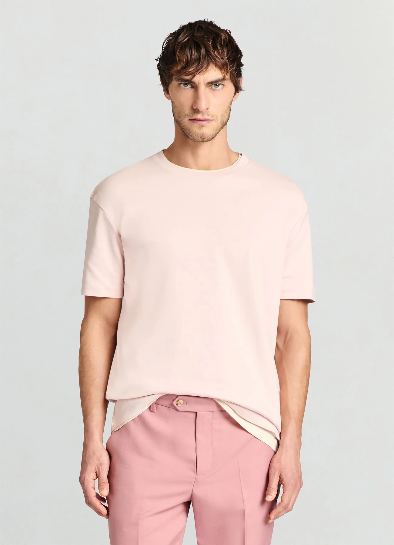 T-shirt girocollo a tinta unita