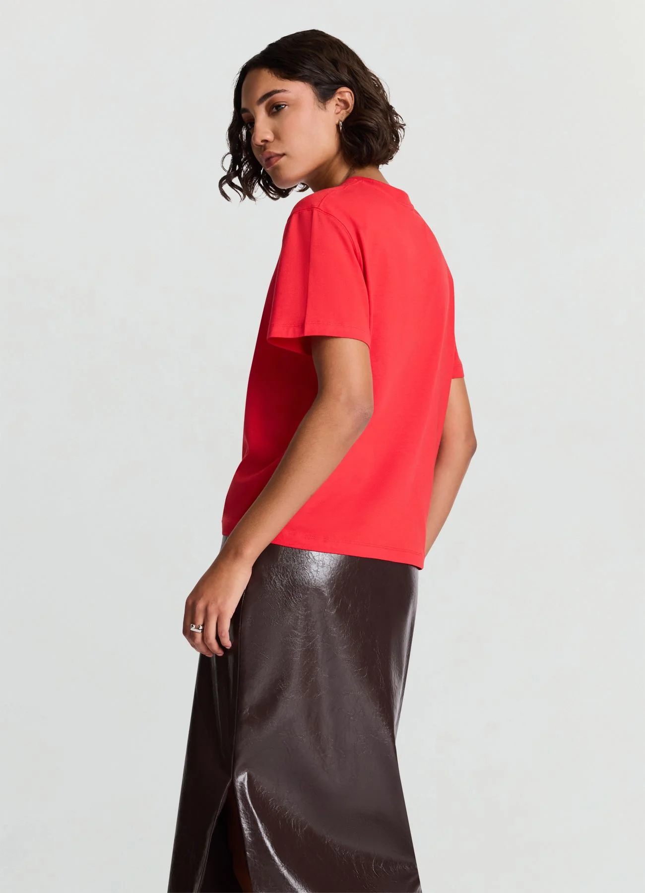 T-shirt girocollo a tinta unita