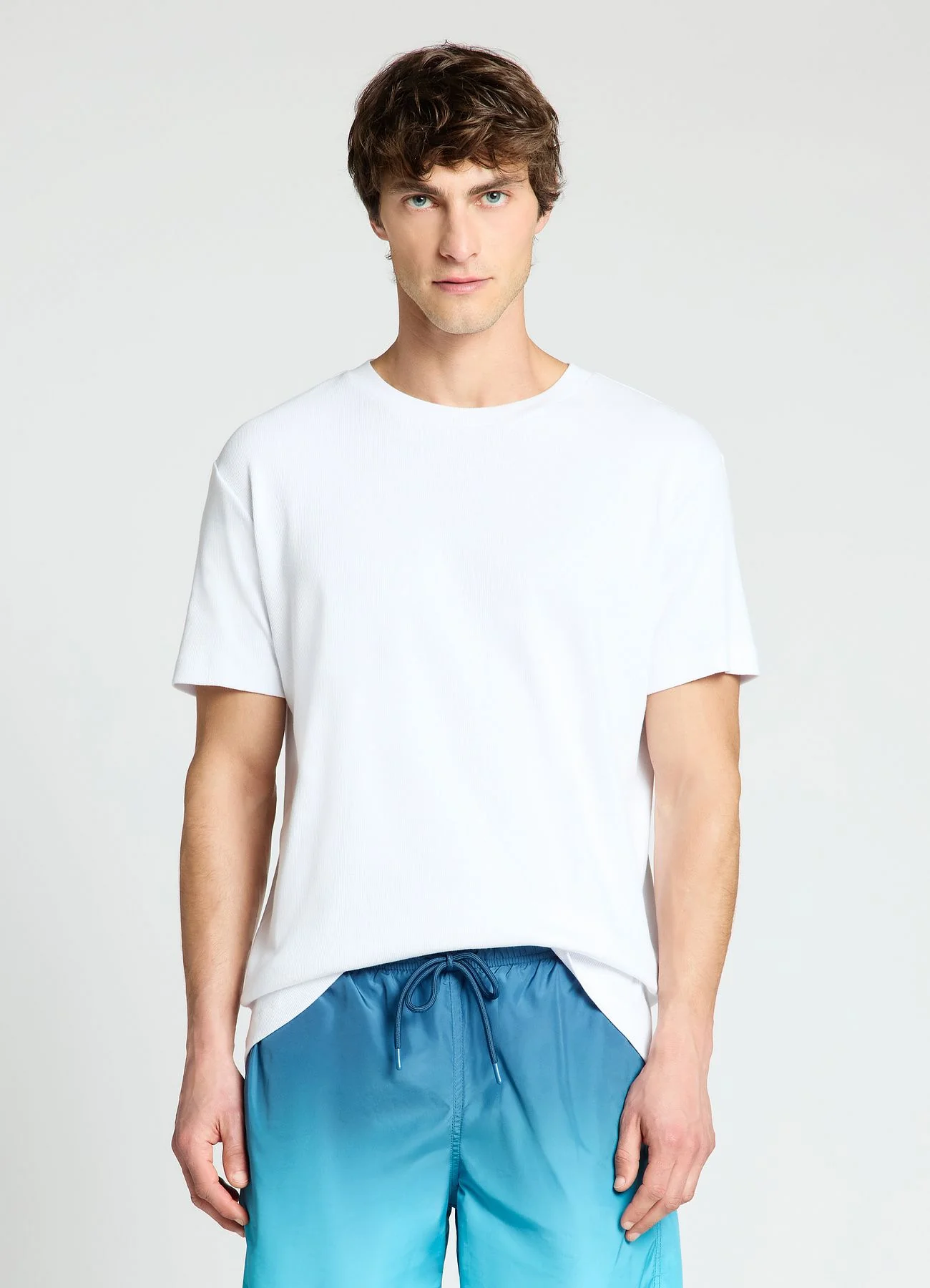 T-shirt girocollo in costina