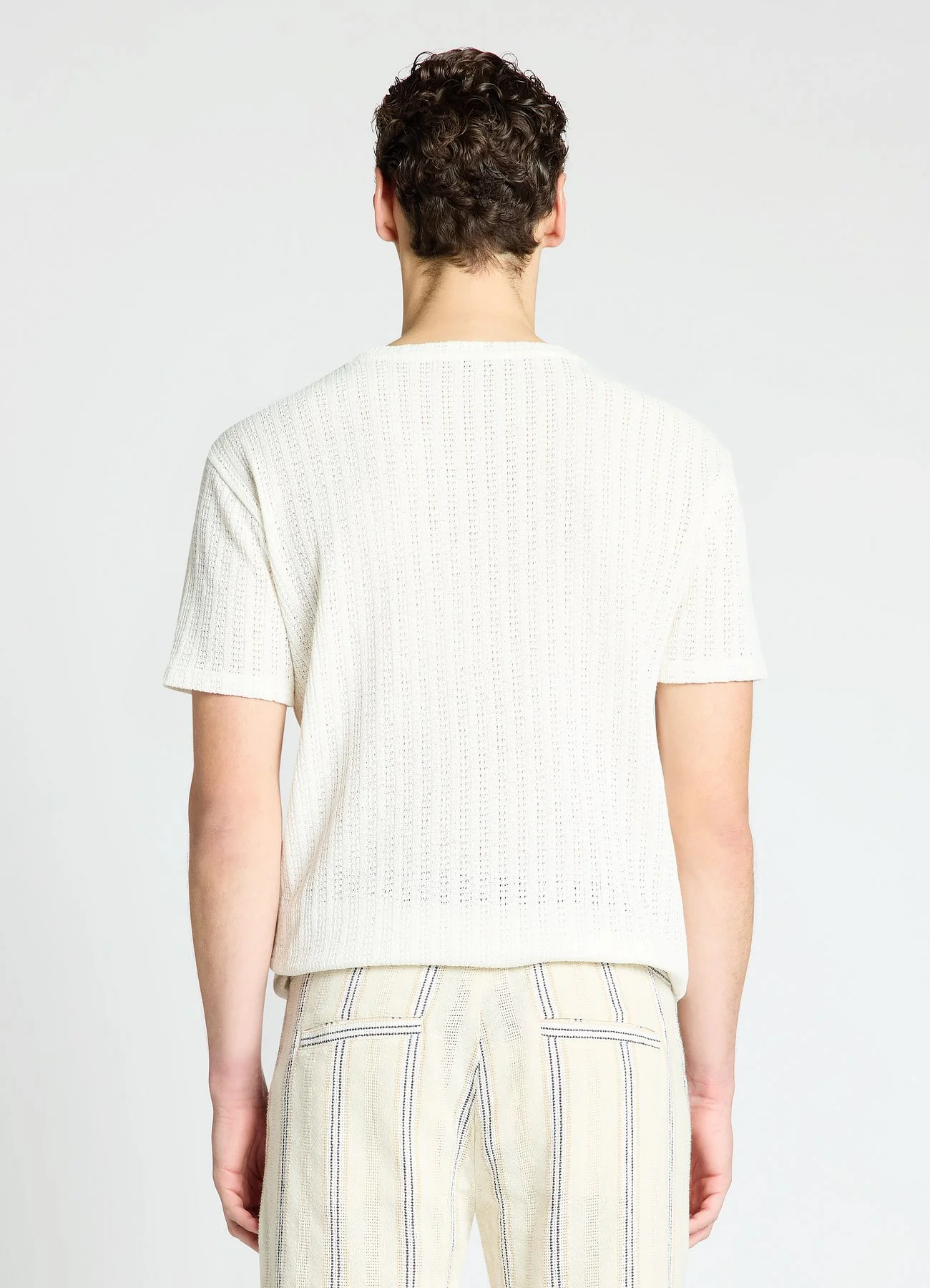 T-shirt in maglia traforata a coste - Image 3