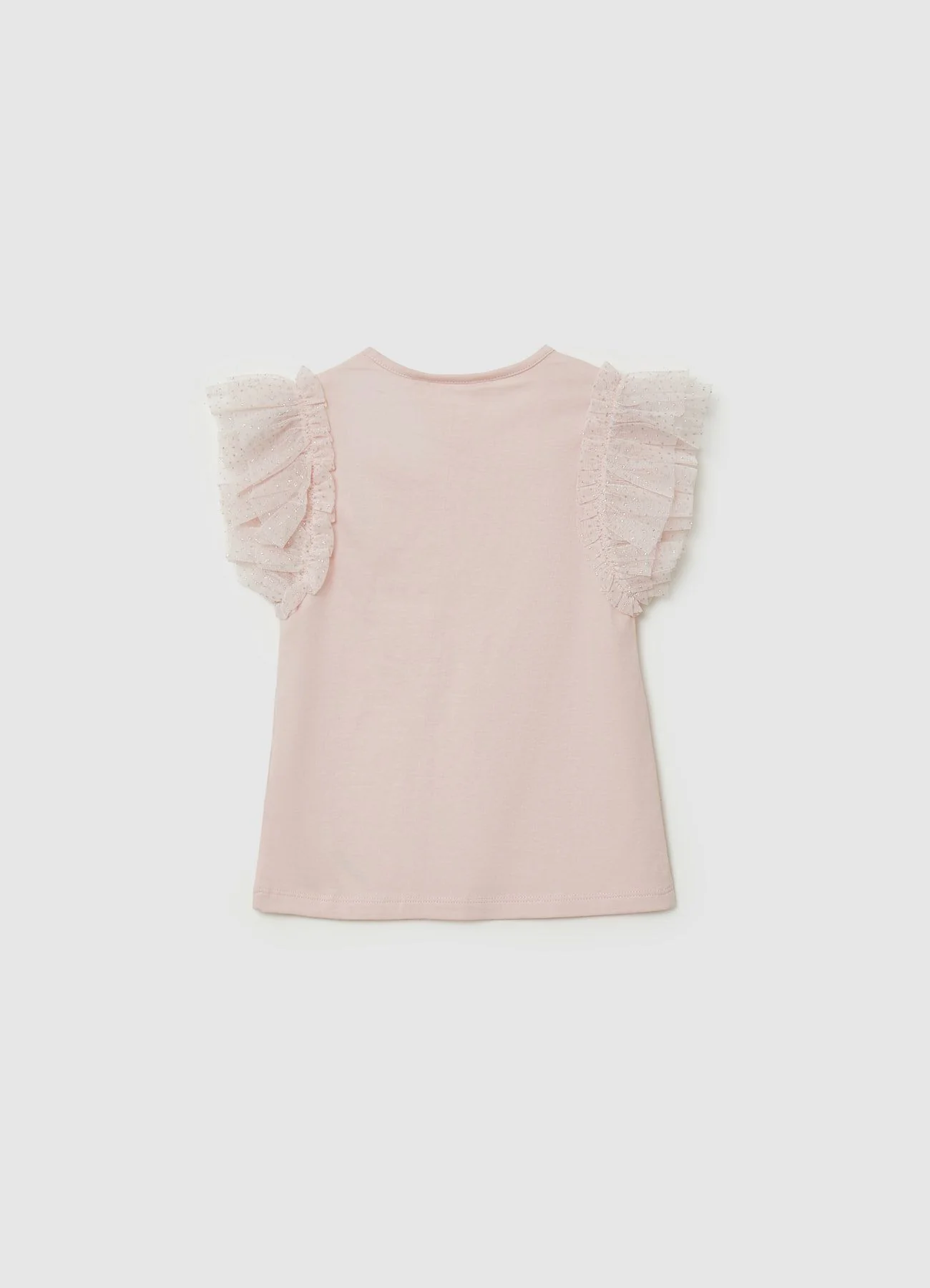T-shirt maniche balze fiore applicato - Image 2