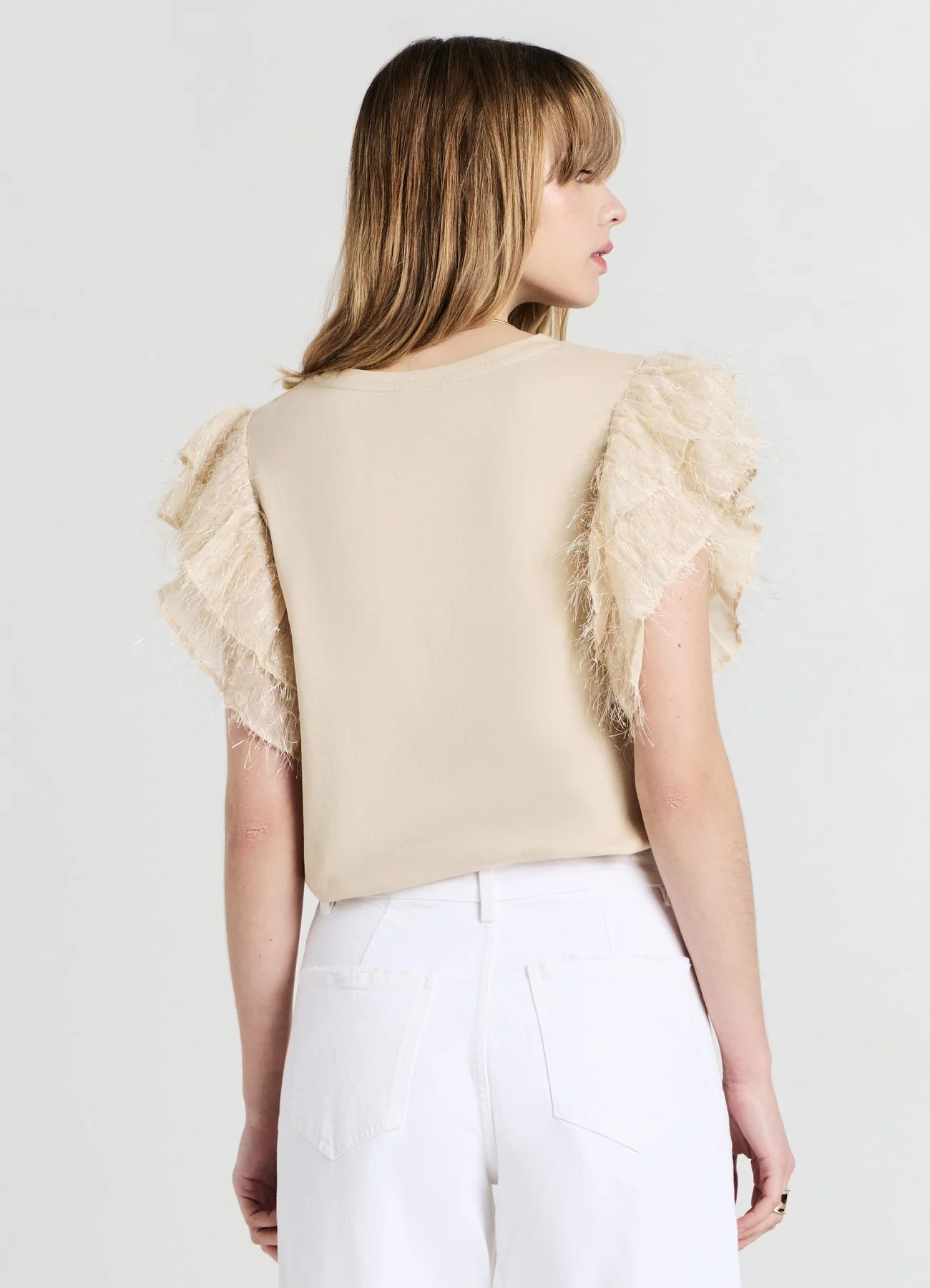 T-shirt maniche volant
