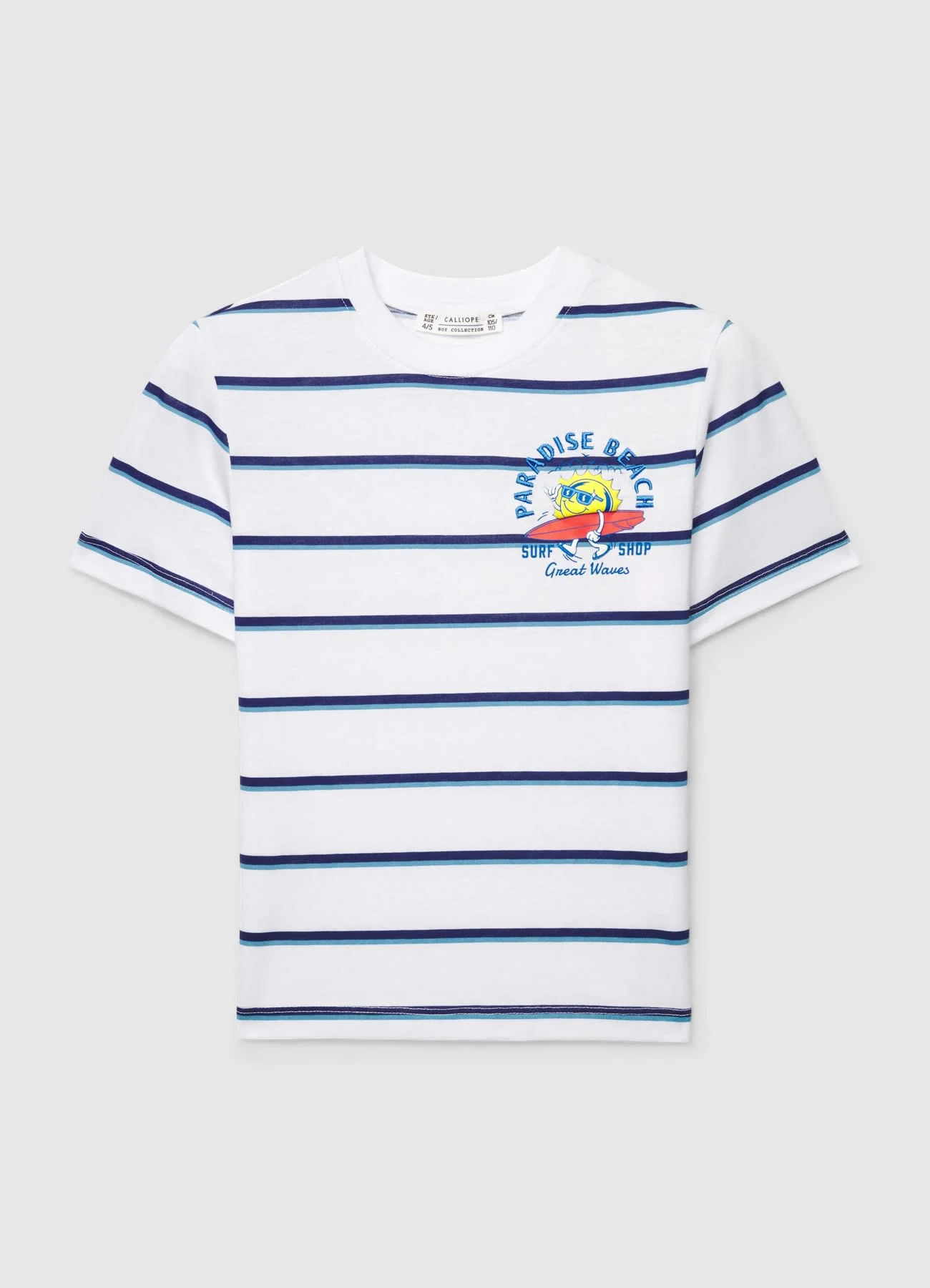 T-shirt over a righe con ricamo e stampa surf - Image 3