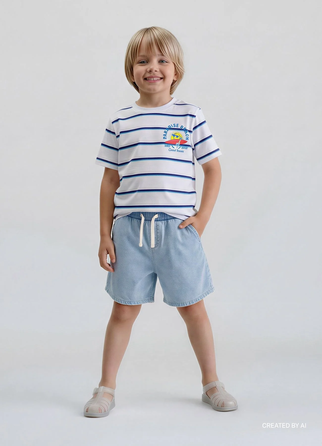 T-shirt over a righe con ricamo e stampa surf - Image 4