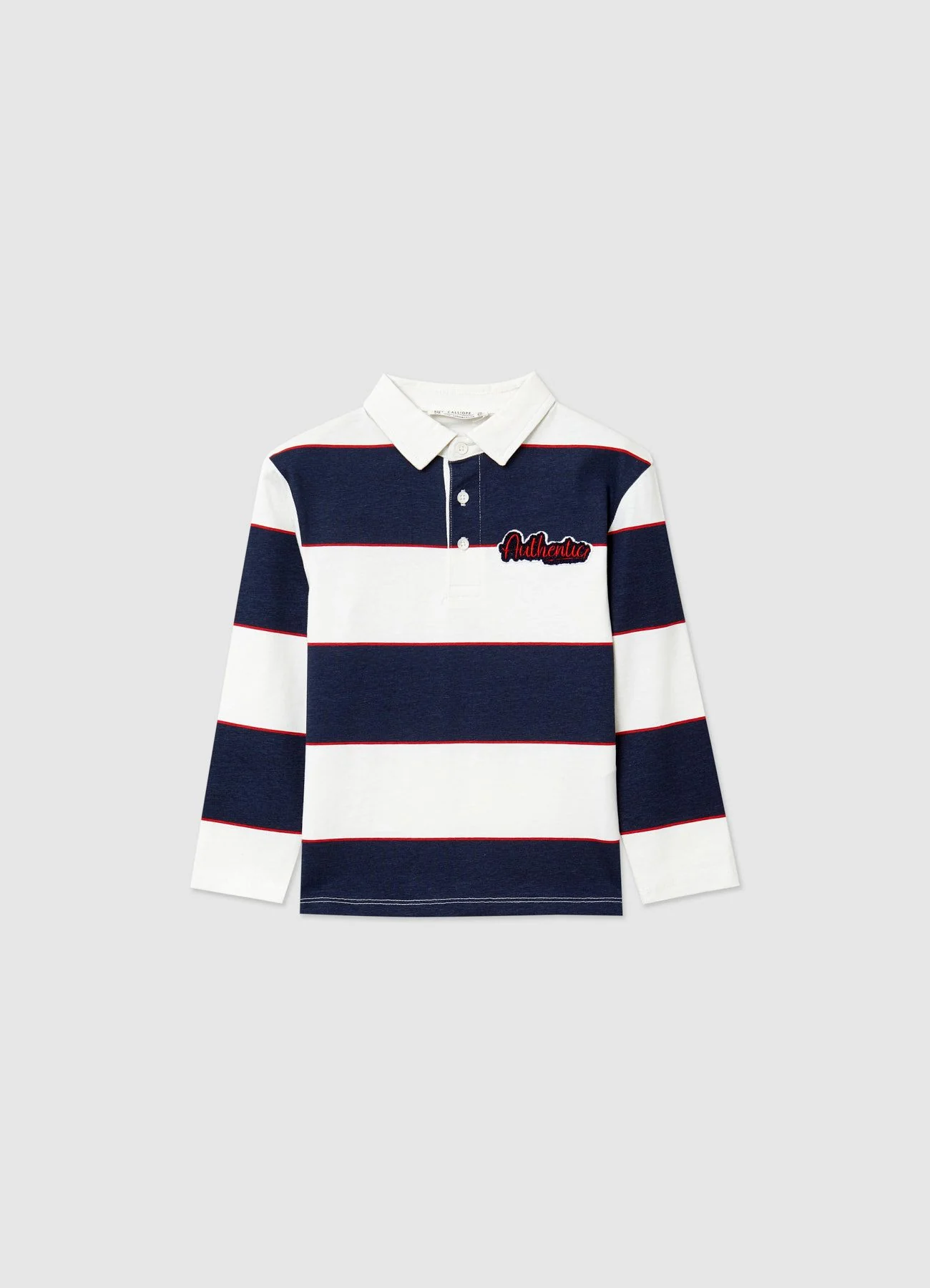 T-shirt polo a righe con scritta - Image 2