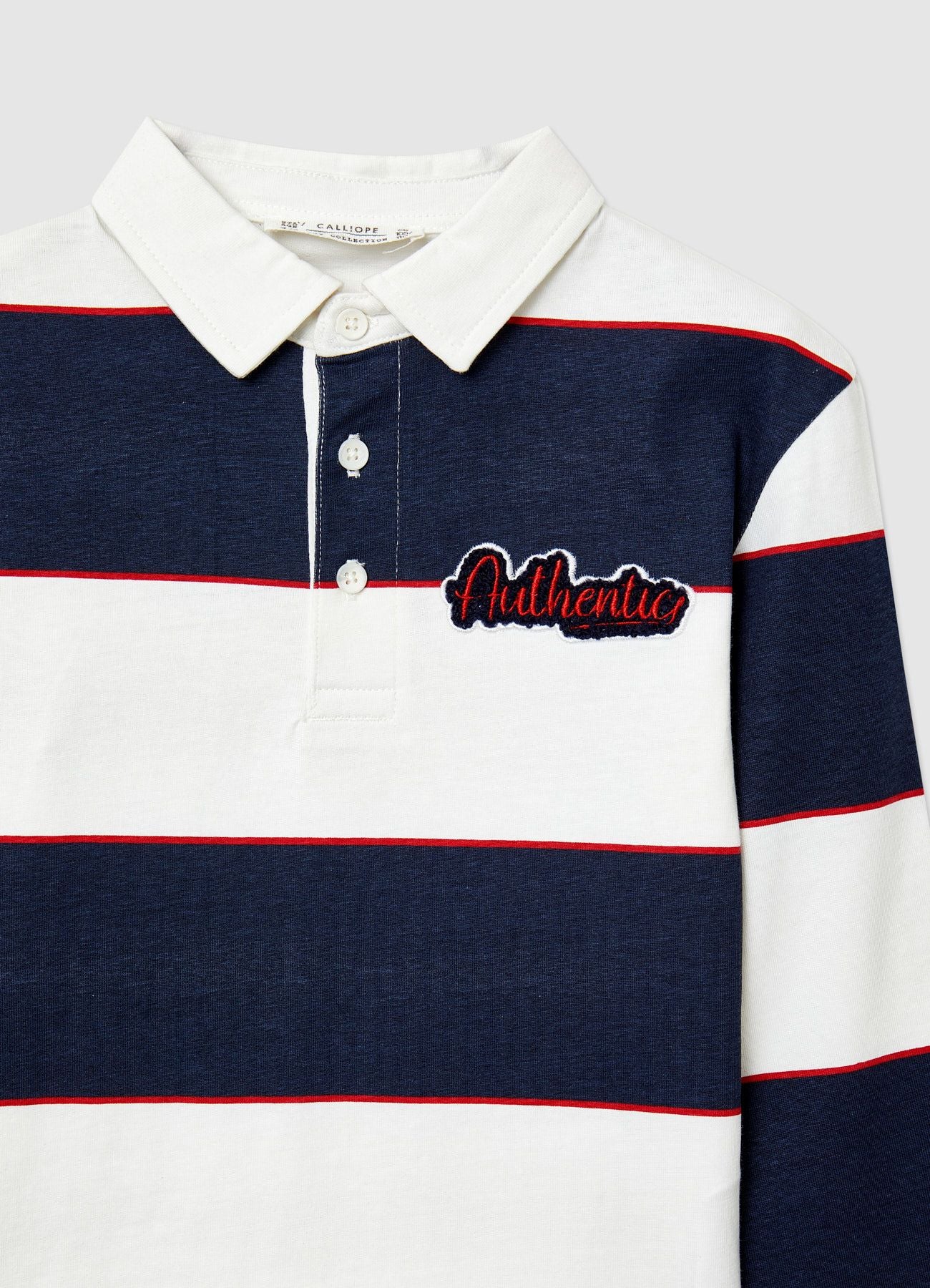 T-shirt polo a righe con scritta - Image 3