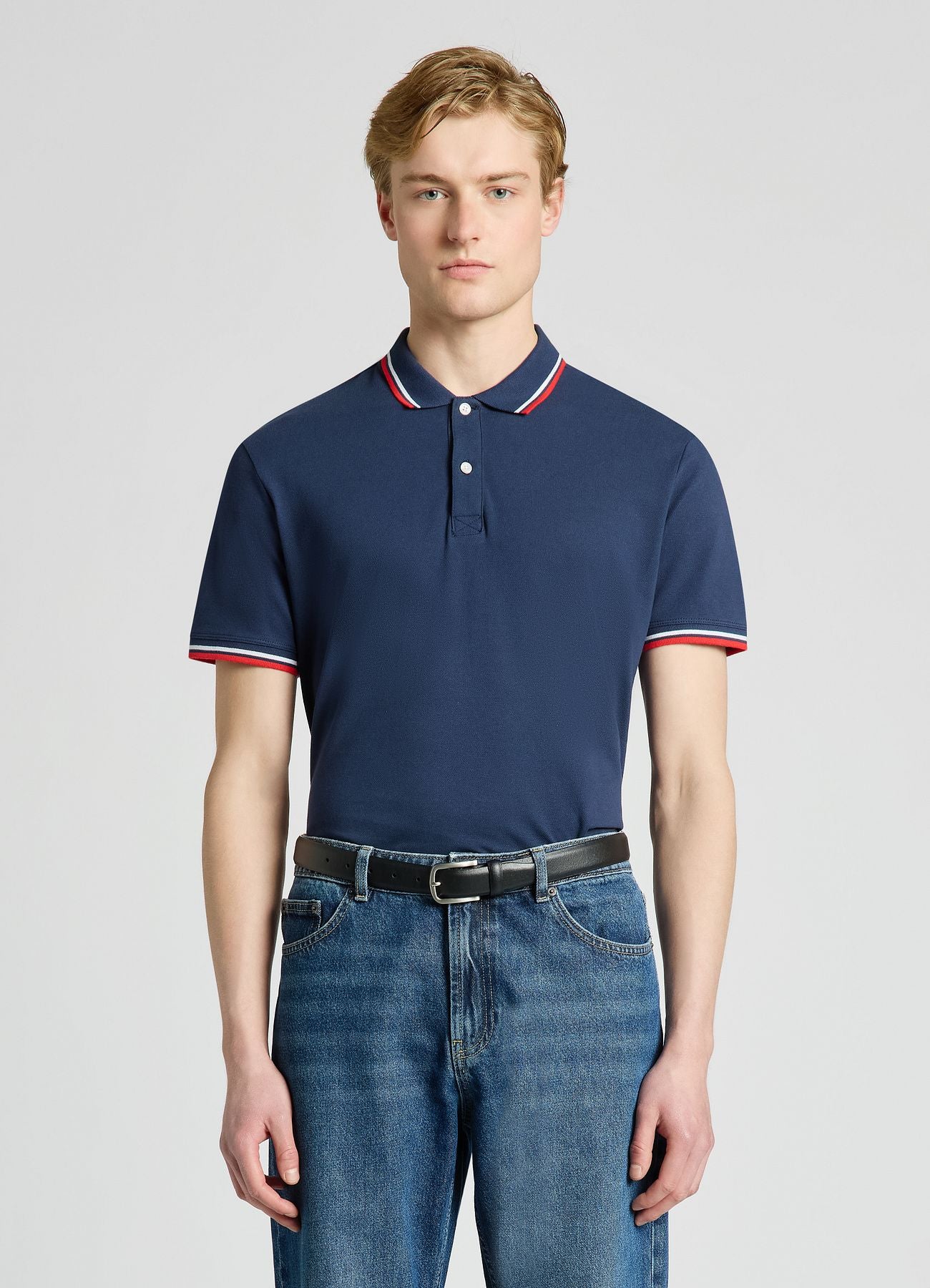 T-shirt polo con profili a righe - Image 2