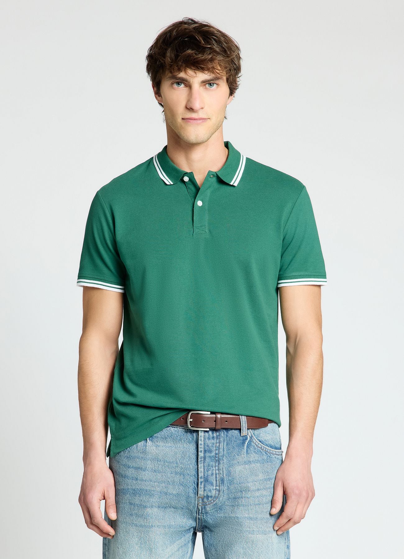 T-shirt polo con profili a righe - Image 2