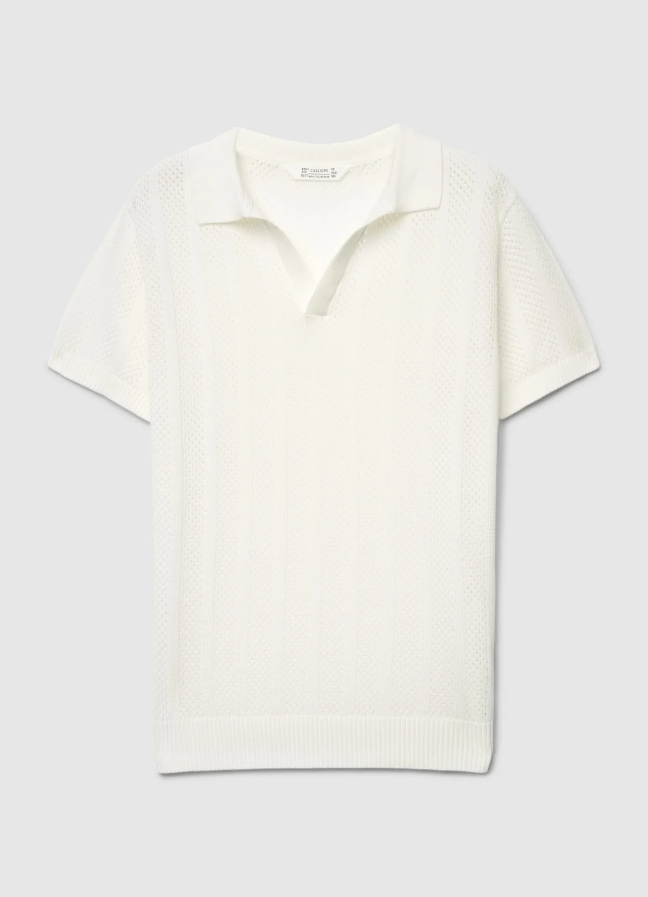 T-shirt polo in maglia traforata - Image 2