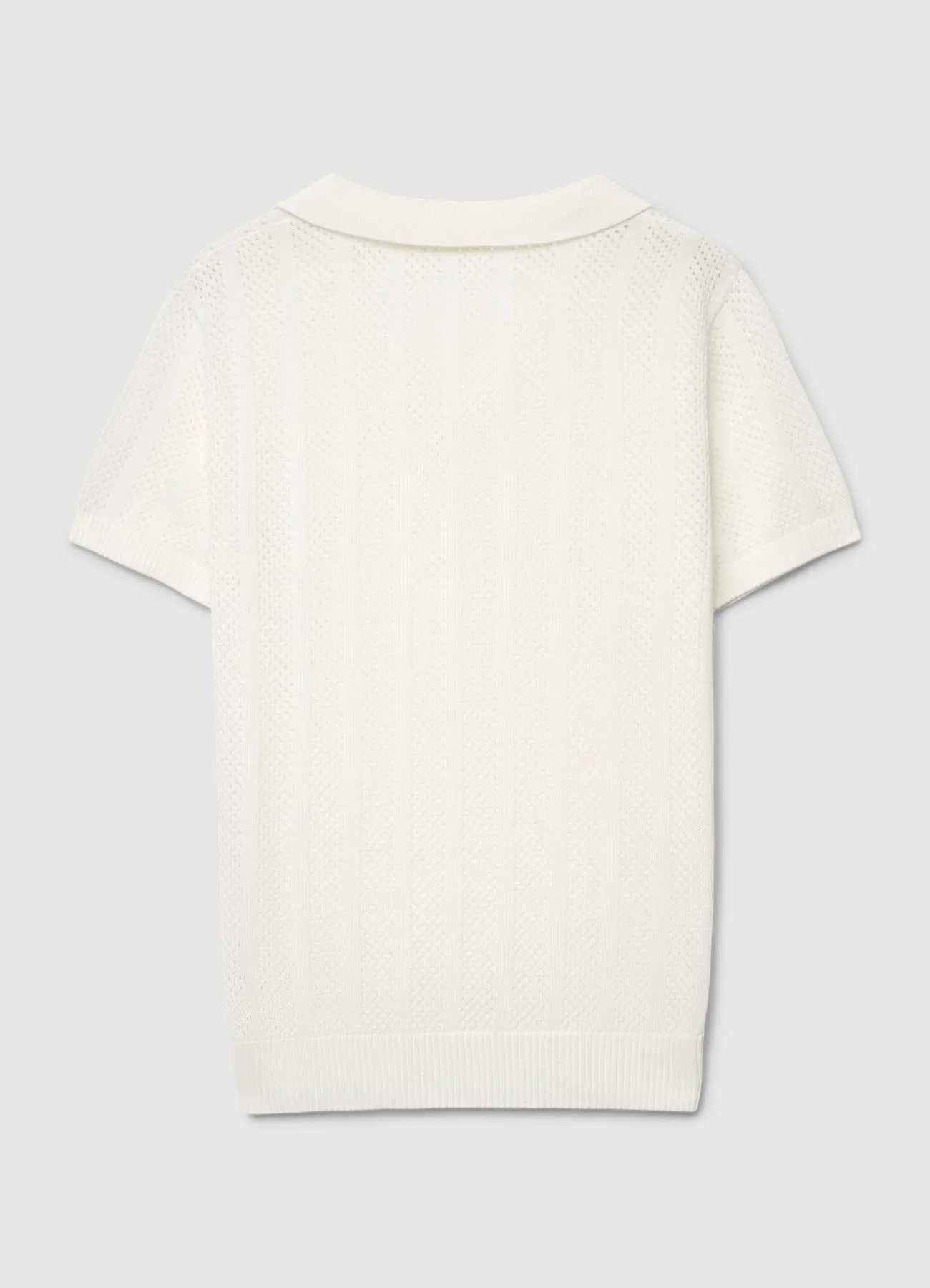 T-shirt polo in maglia traforata - Image 3