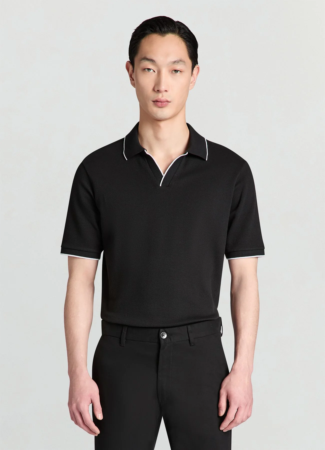 T-shirt polo tessuto operato