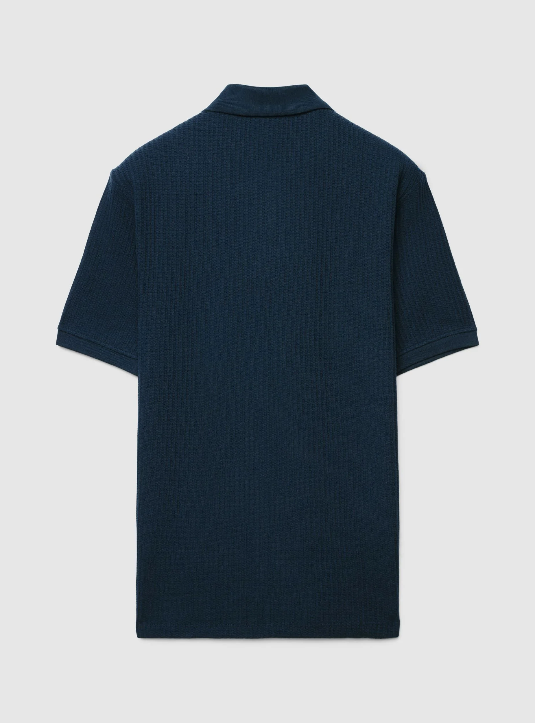 T-shirt polo tessuto operato tinta unita - Image 6