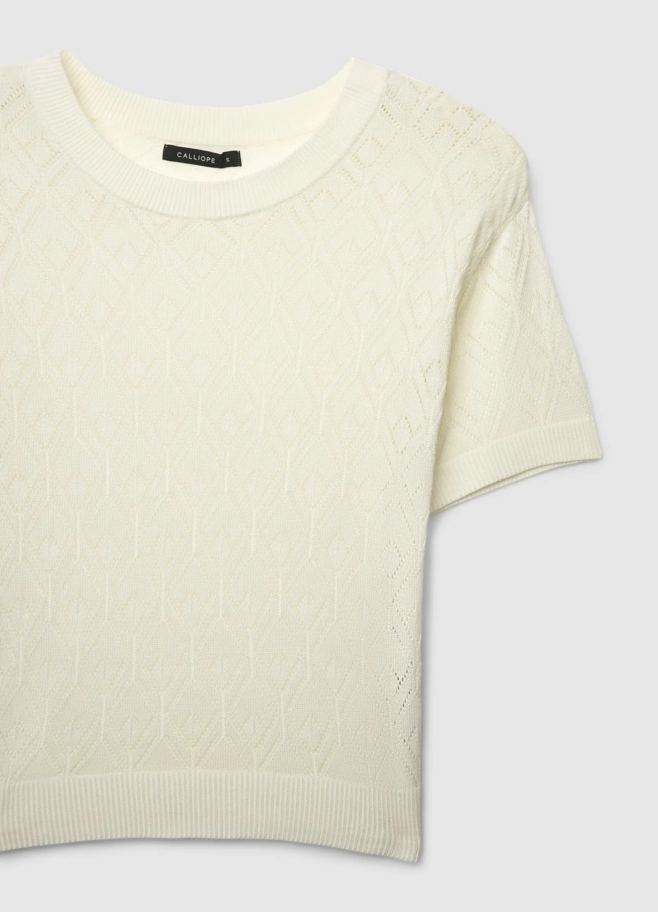 T-shirt punto traforato a tinta unita - Image 6