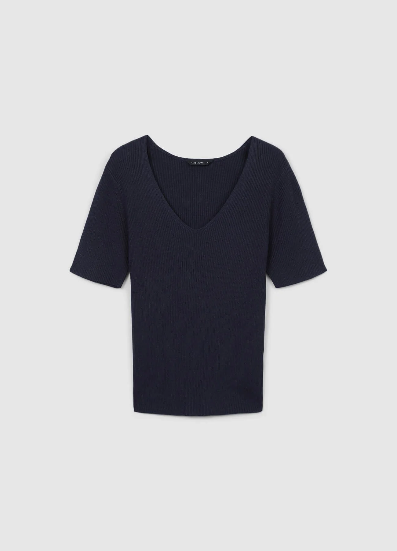 T-shirt scollo V a costine - Image 4