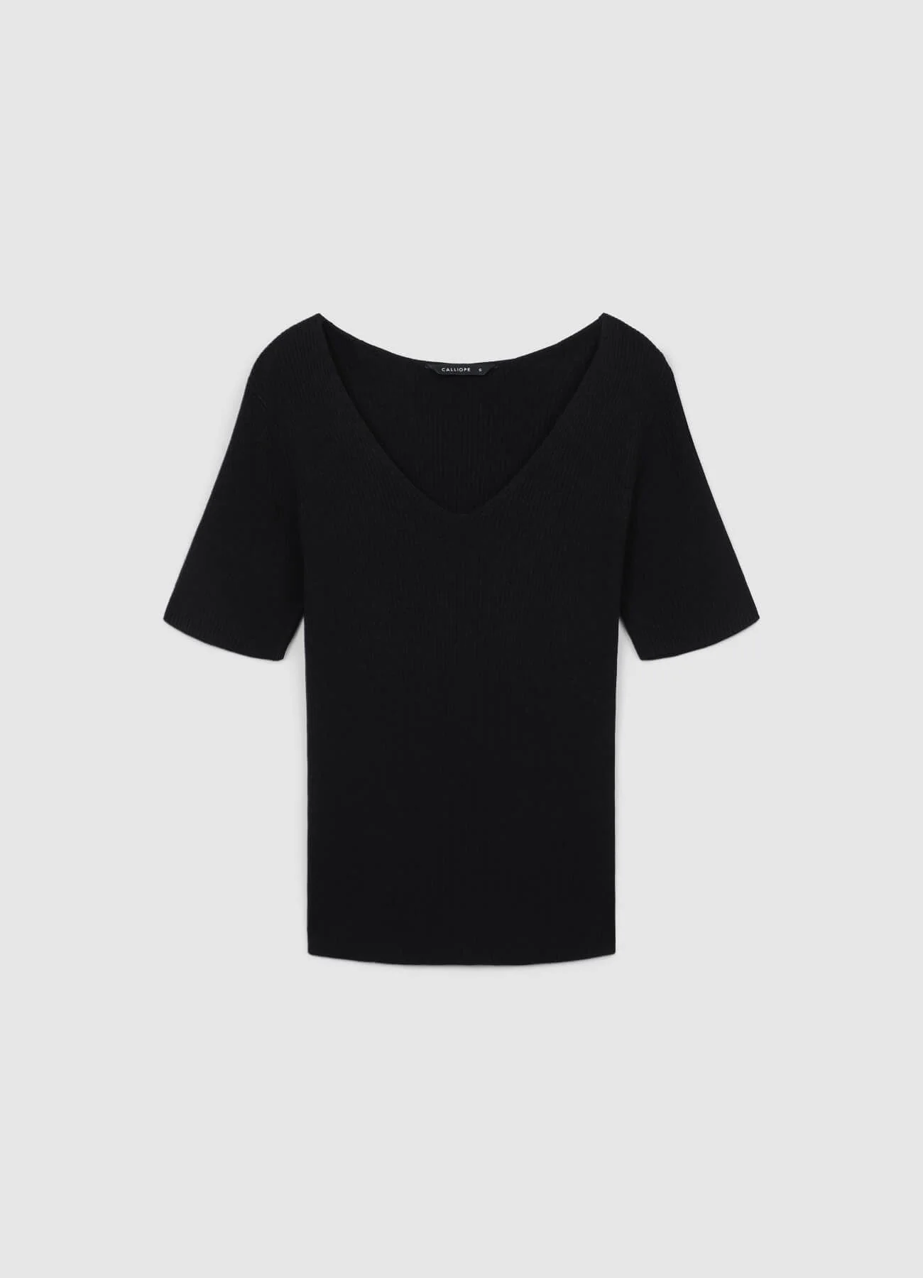 T-shirt scollo V a costine - Image 6