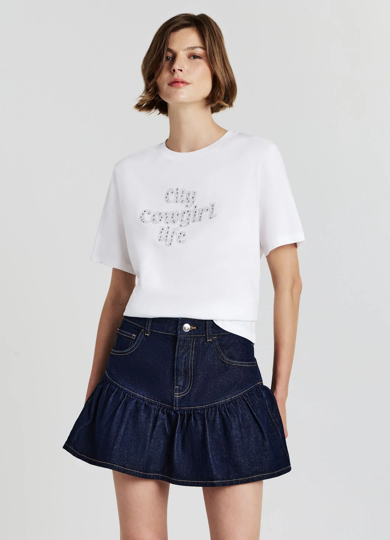 T-shirt scritta strass