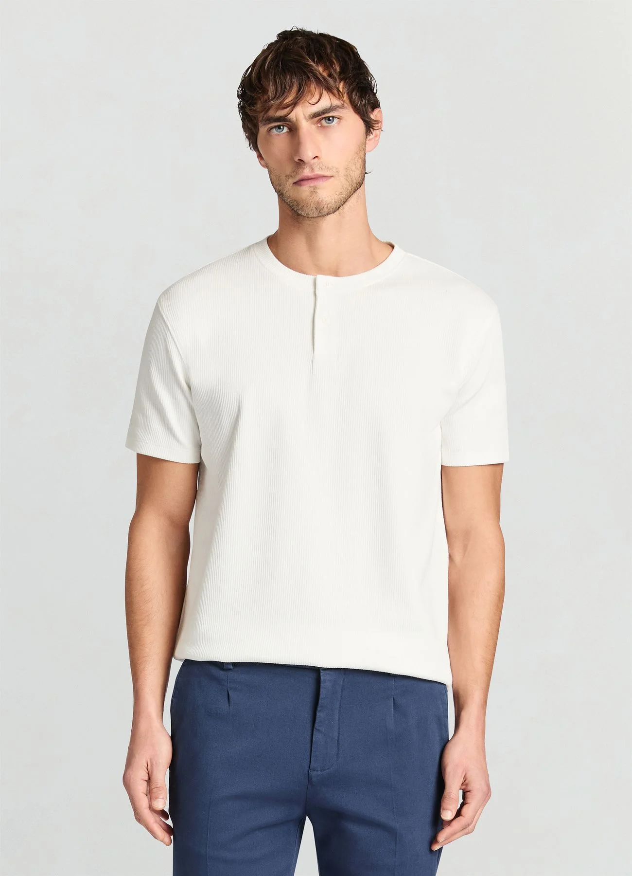 T-shirt serafino a costine - Image 2