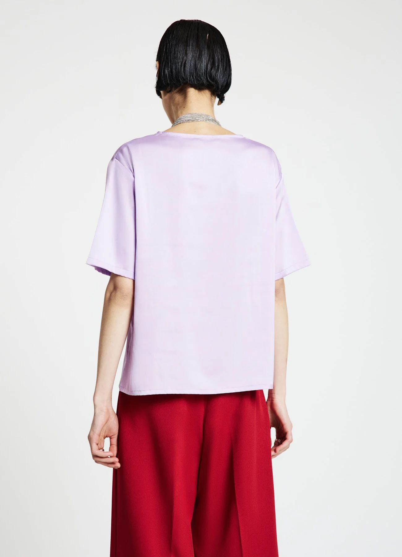 T-shirt simil satin a tinta unita - Image 2