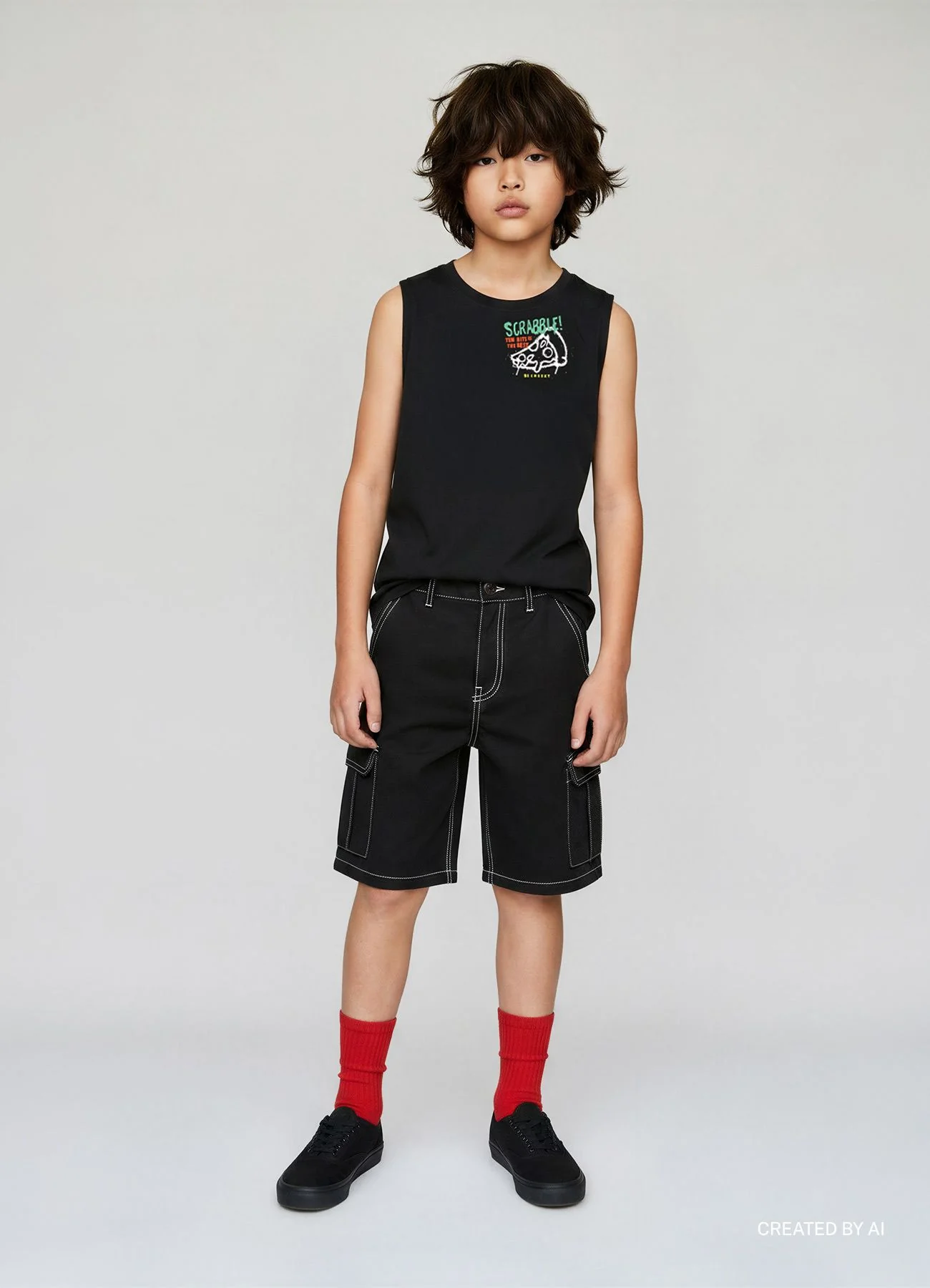 T-shirt smanicata con stampa pizza e scritte - Image 5