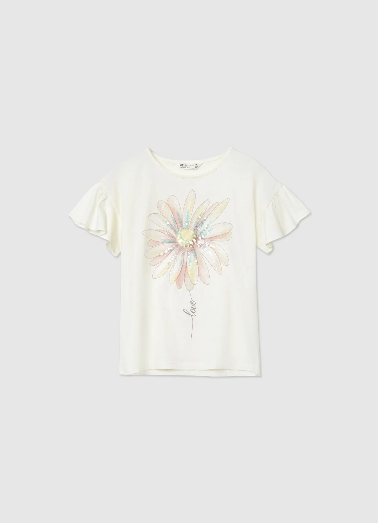 T-shirt stampa con paillettes