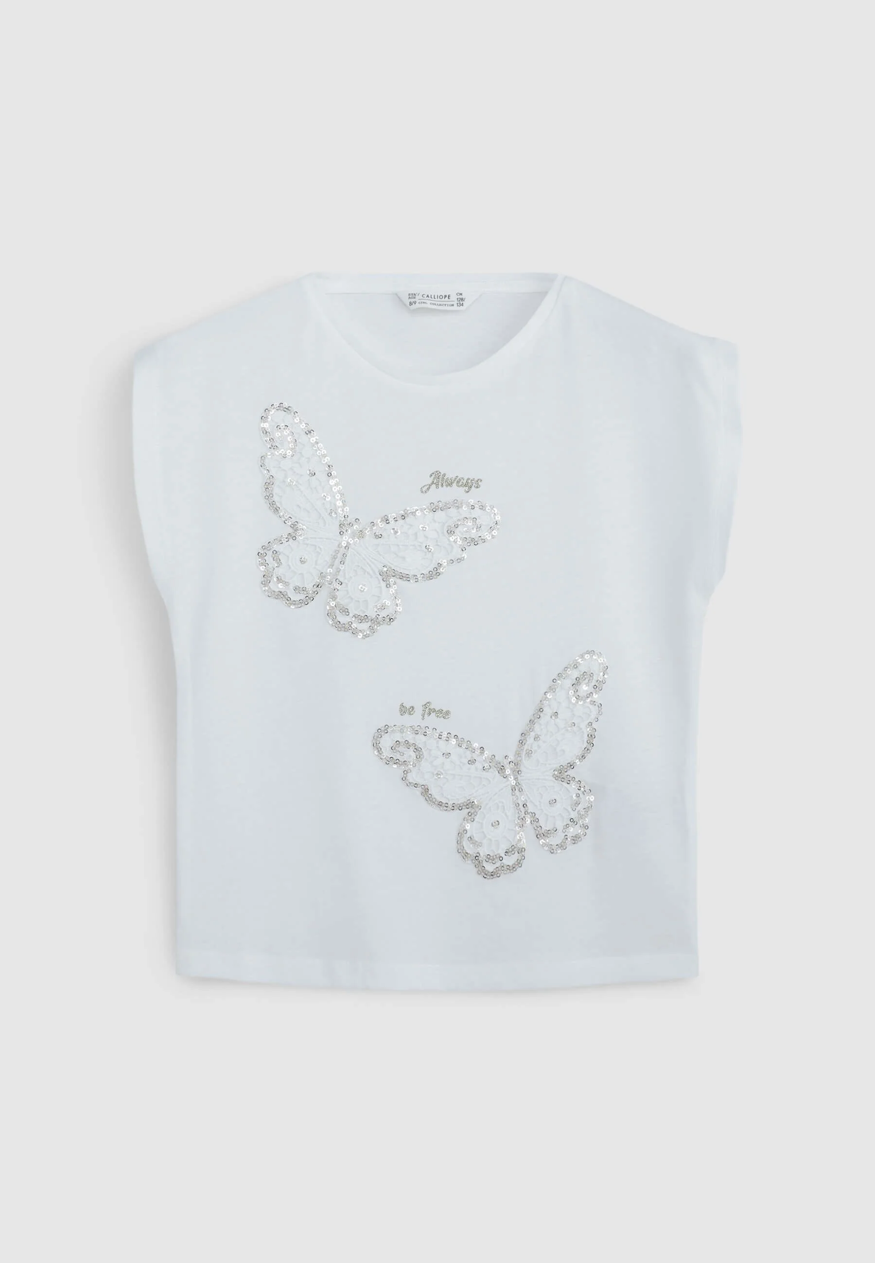 T-shirt stampa farfalla macramè e paillettes - Image 5