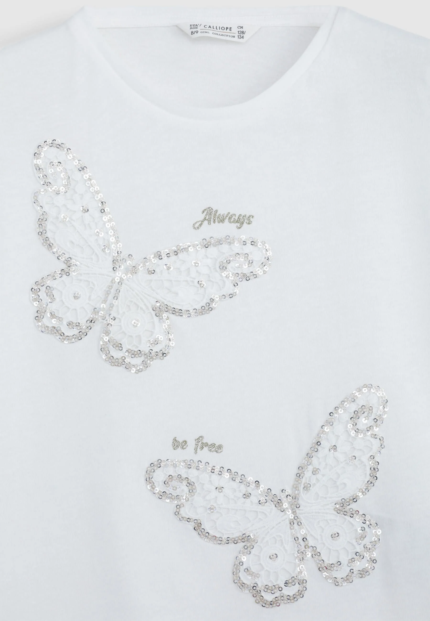 T-shirt stampa farfalla macramè e paillettes - Image 6