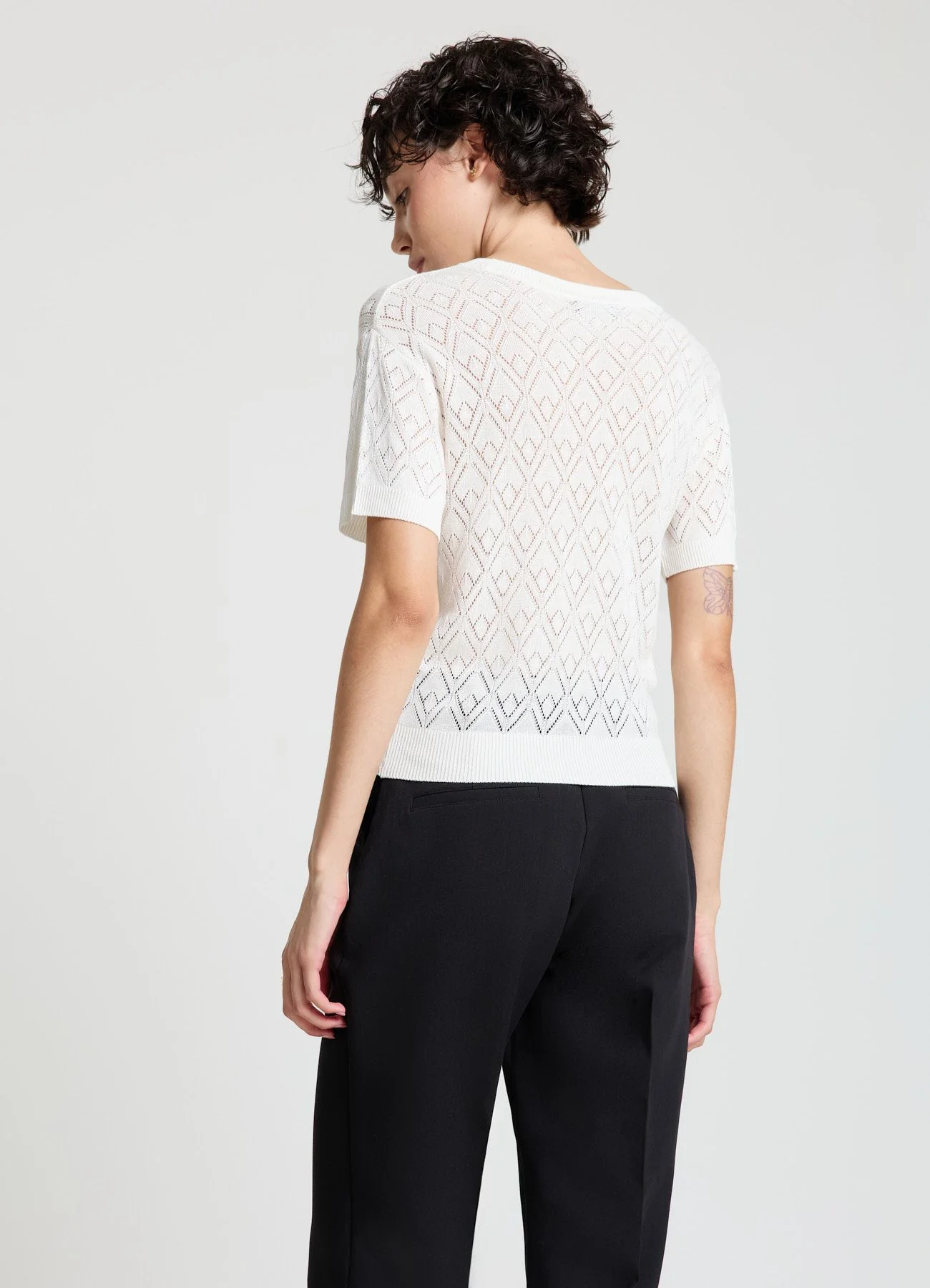 T-shirt tessuto pointelle tinta unita