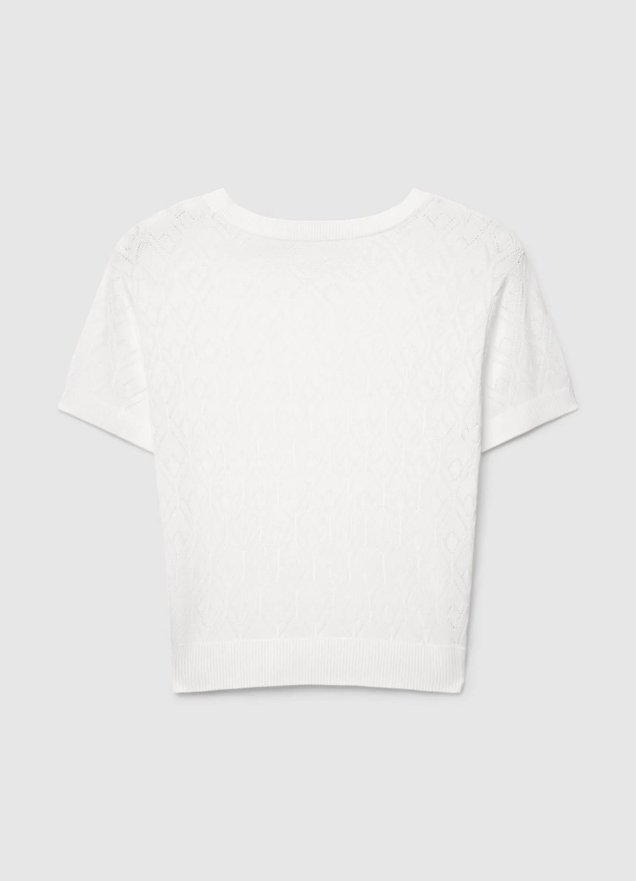 T-shirt tessuto pointelle tinta unita - Image 4
