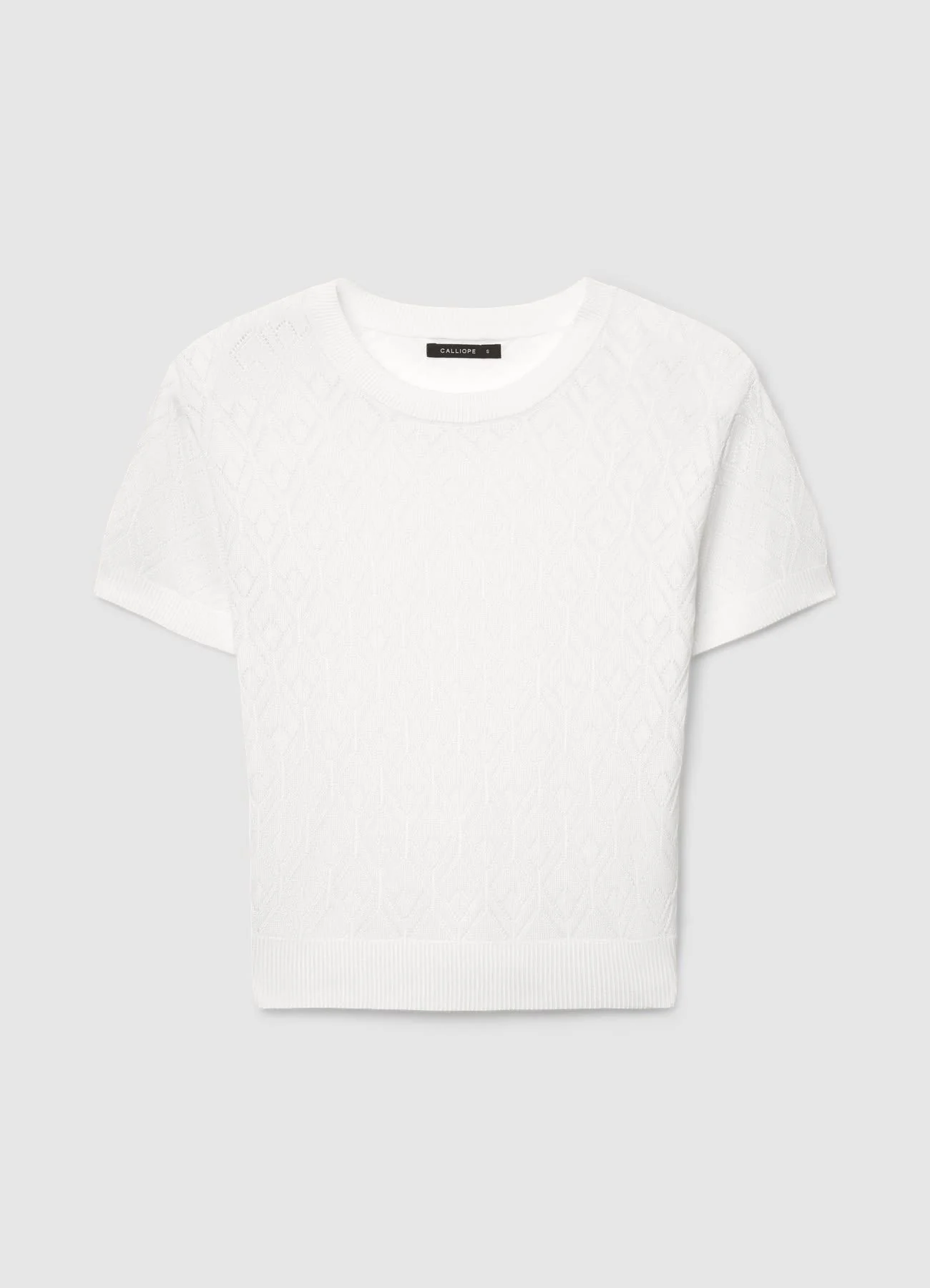 T-shirt tessuto pointelle tinta unita - Image 5