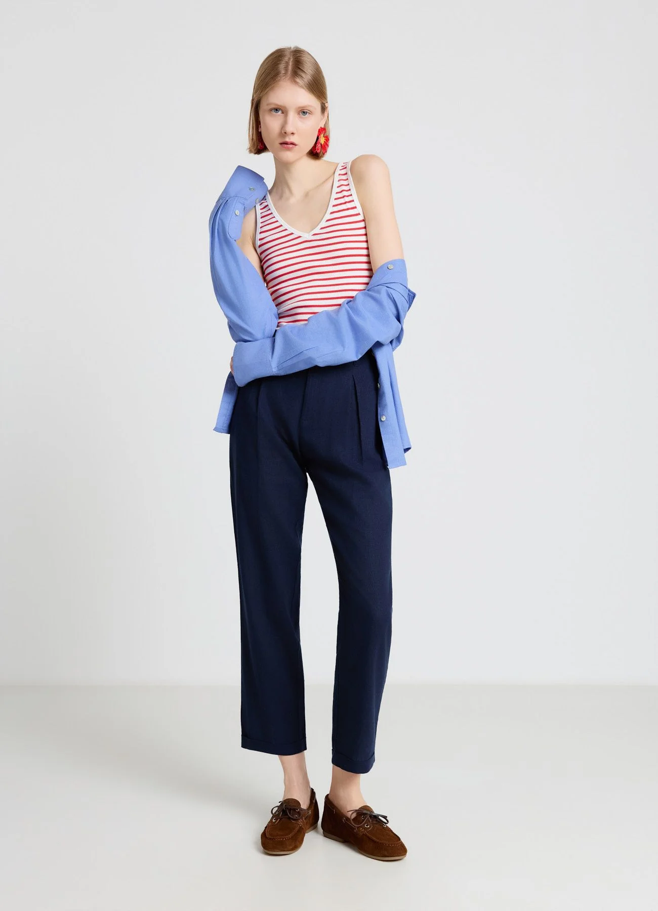 Top a righe con scollo a V - Image 2